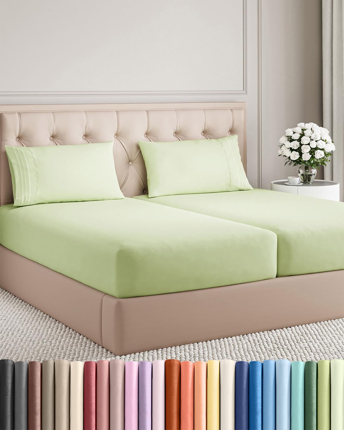 Queen Size 4 Piece Sheet Set - Comfy Breathable & Cooling Sheets - Hotel Luxury Bed Sheets for Women & Men - Deep Pockets, Easy-Fit, Extra Soft and Wrinkle Free Sheets - White Oeko-Tex Bed Sheet Set