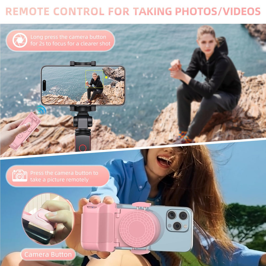 MILOUZ Remote Control Scrolling for Tiktok with Phone Stand,Page Turner for Kindle App E-Book,Bluetooth Camera Shutter Remote for iPhone, Android,iOS,iPad,Tablet (Purple)