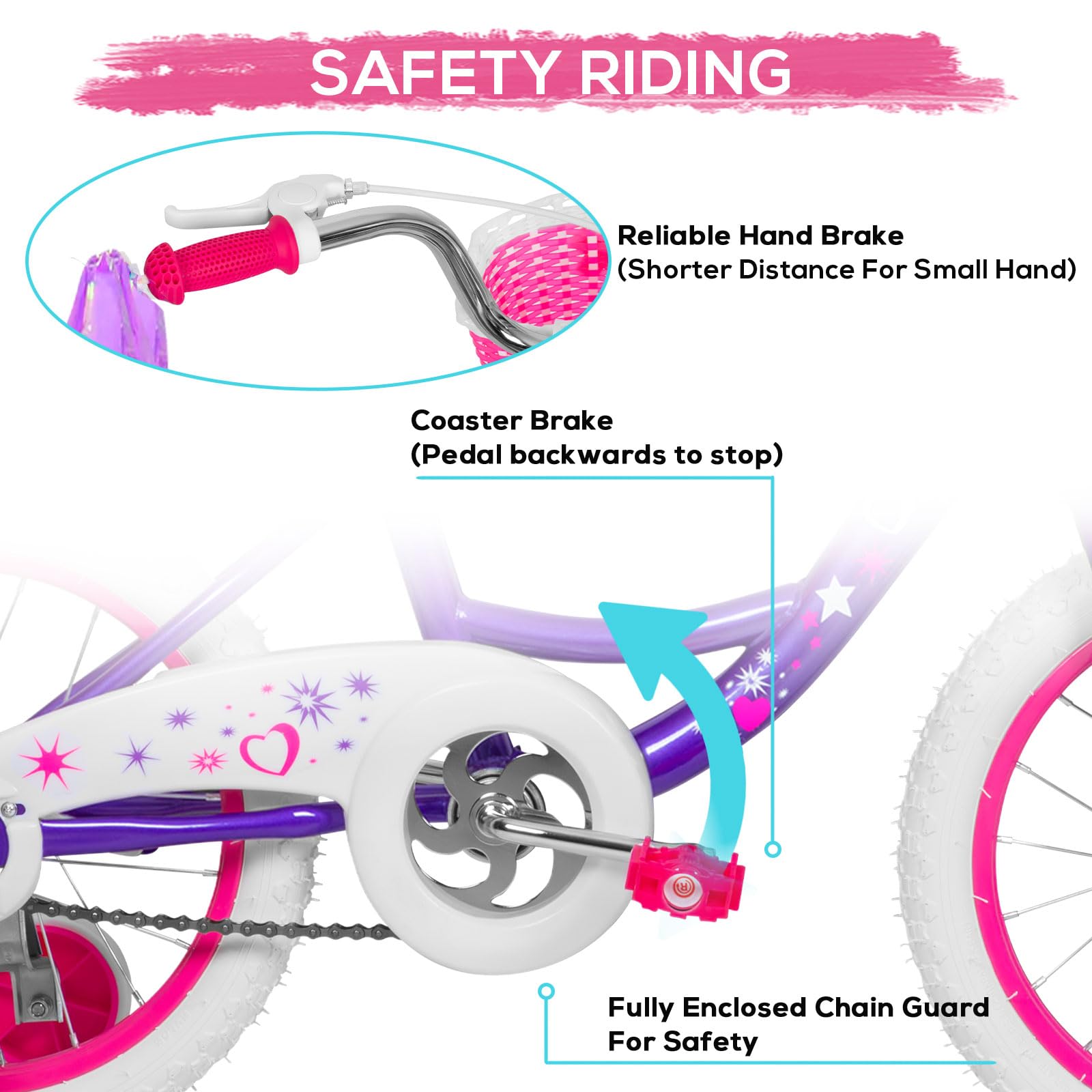 WEIZE Girls Bike for 3-12 Years Old Kids, 14 16 20 Inch Kids Bike with Training Wheels, Streamers, Basket and Doll Seat, Children Bicycles with Coaster Brake, Multiple Colors