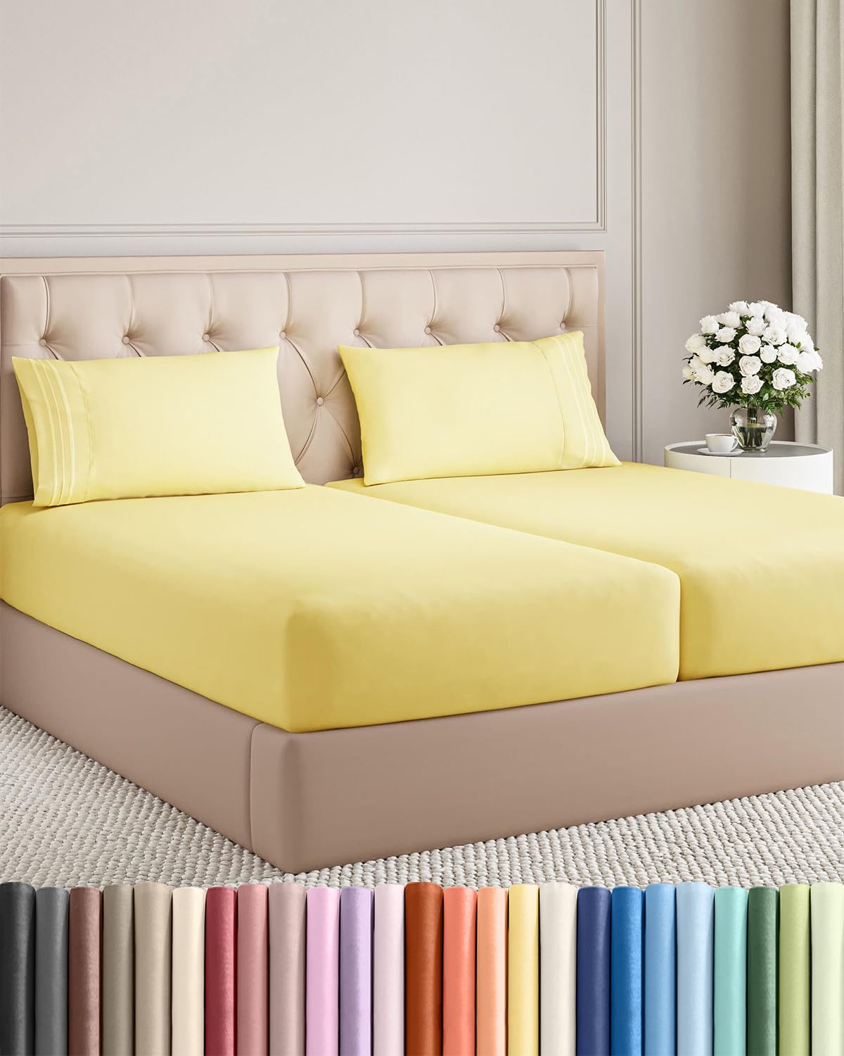 Queen Size 4 Piece Sheet Set - Comfy Breathable & Cooling Sheets - Hotel Luxury Bed Sheets for Women & Men - Deep Pockets, Easy-Fit, Extra Soft and Wrinkle Free Sheets - White Oeko-Tex Bed Sheet Set