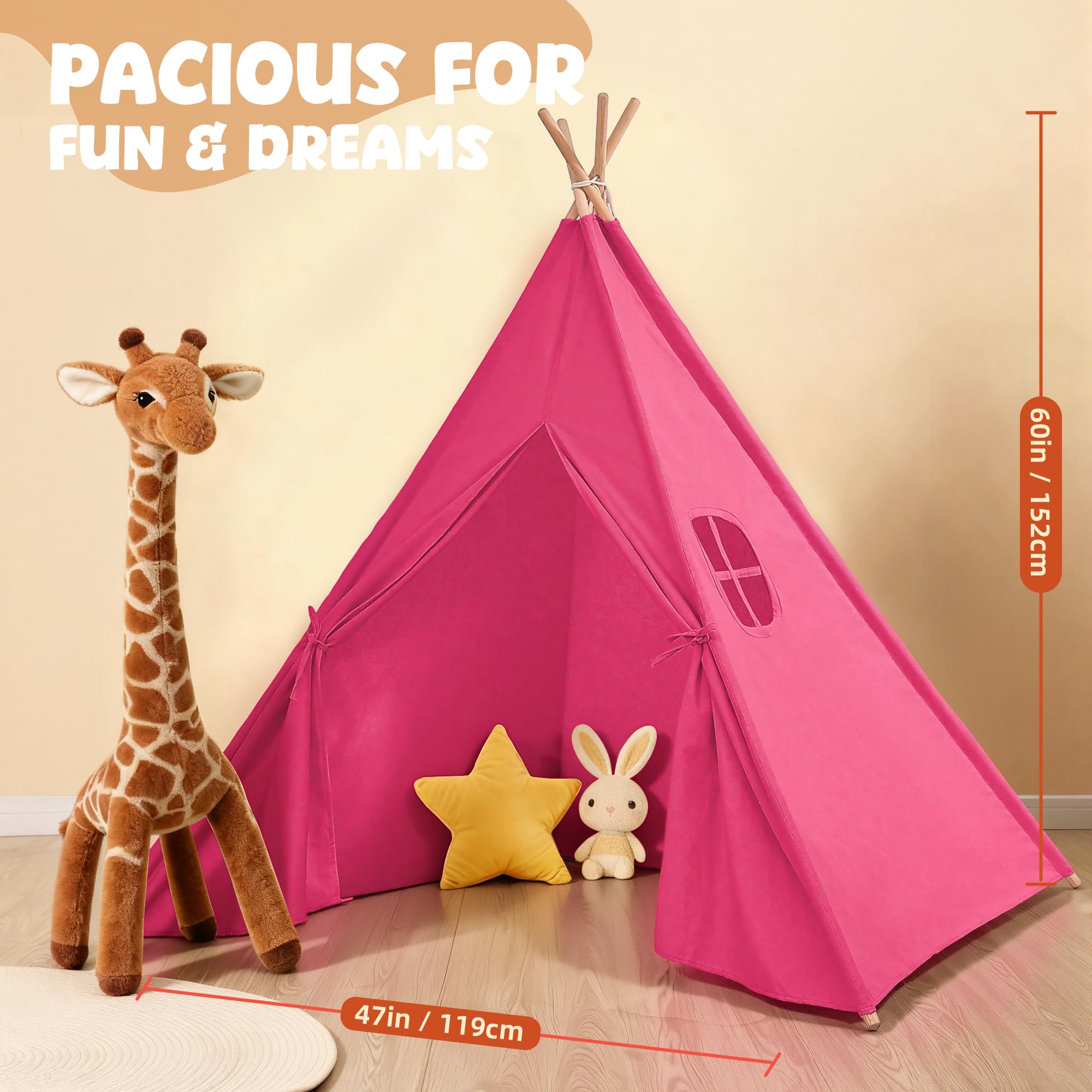 Kids Teepee Tent for Kids, Kid Play Tents for Girls & Boys, Gifts Playhouse for Indoor Outdoor Games, Toddler Toys House for Baby (Tee Pee for Child)