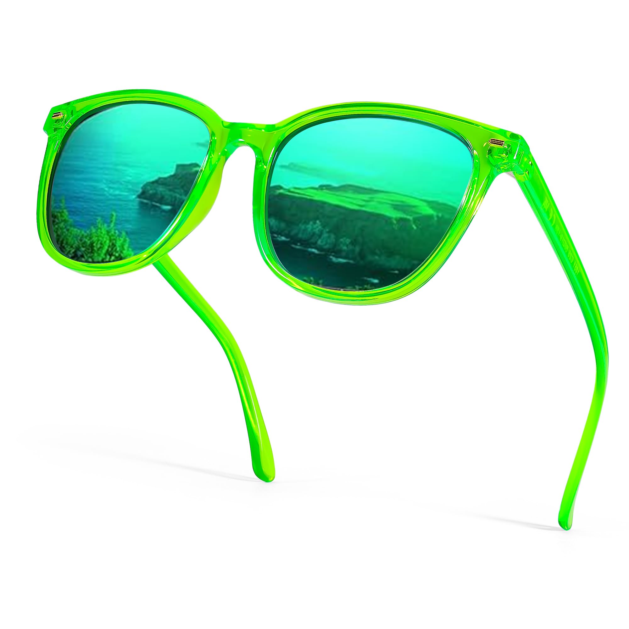 Myiaur Polarized Sunglasses for Women, Square Mirrored Trendy Shades with UV Protection Reduce Glare Sun Glasses