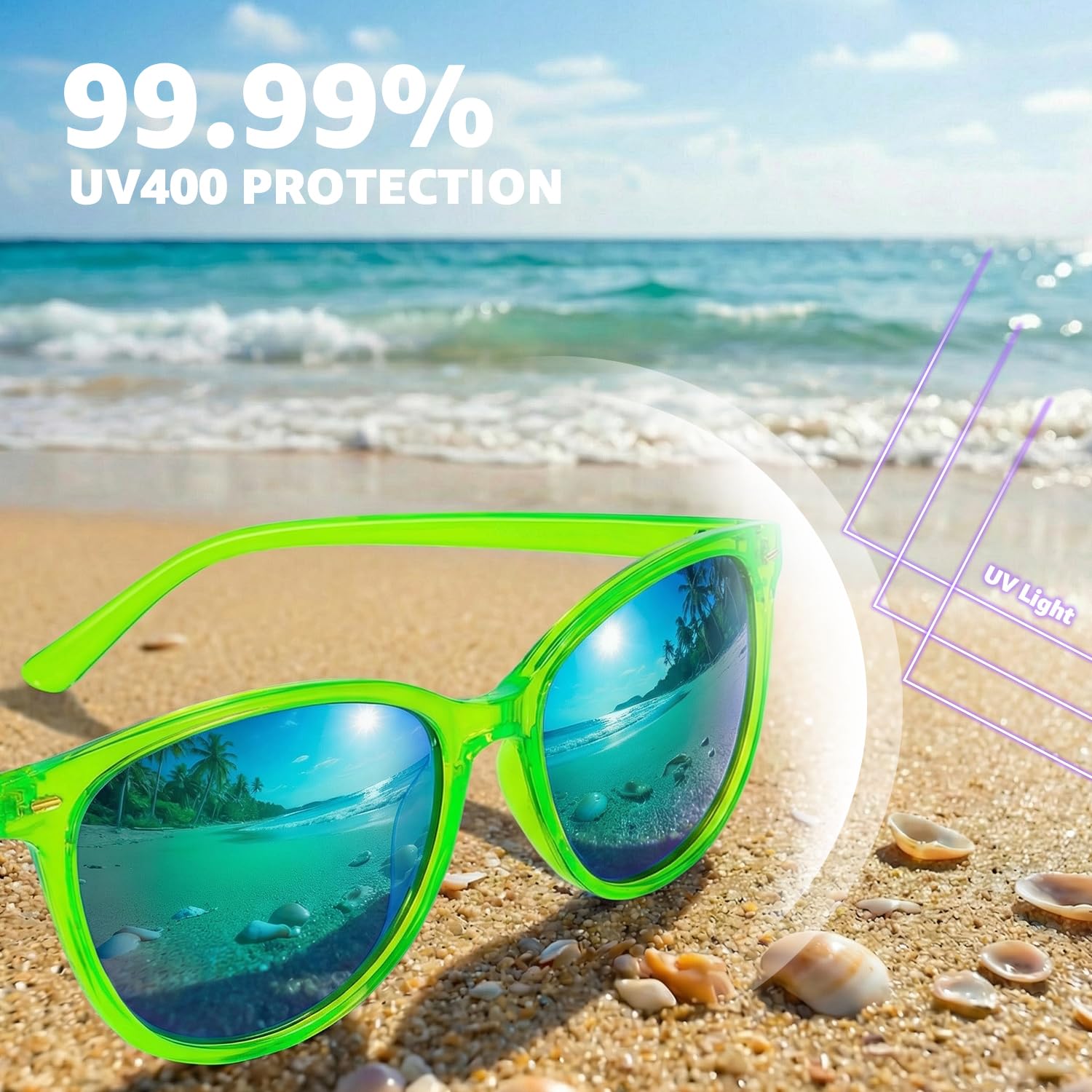 Myiaur Polarized Sunglasses for Women, Square Mirrored Trendy Shades with UV Protection Reduce Glare Sun Glasses