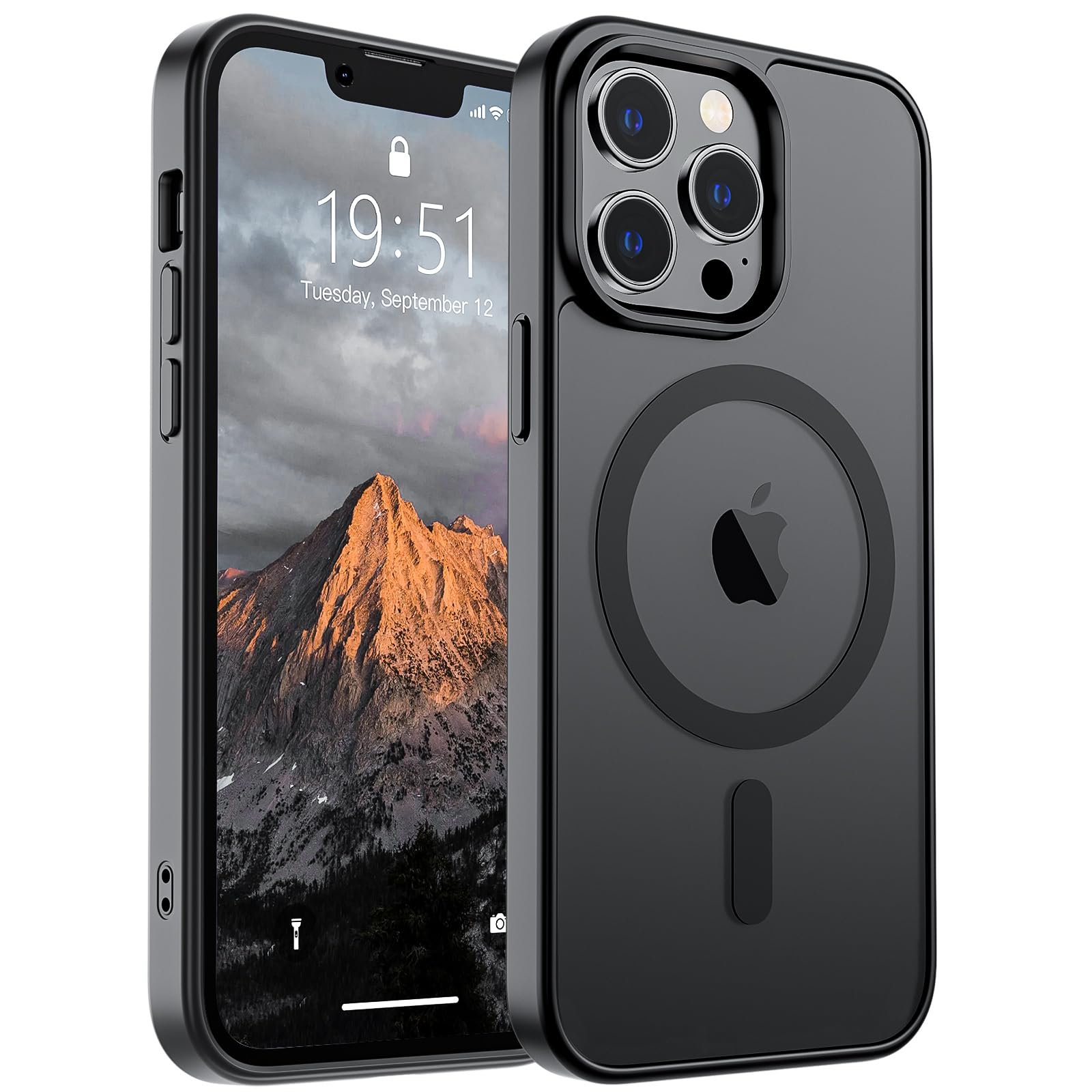 SUPFINE Magnetic for iPhone 17 Pro Max Case (Compatible with MagSafe)(Military Grade Drop Protection) Translucent Matte Shockproof with Anti-Fingerprint Phone Cover, Black