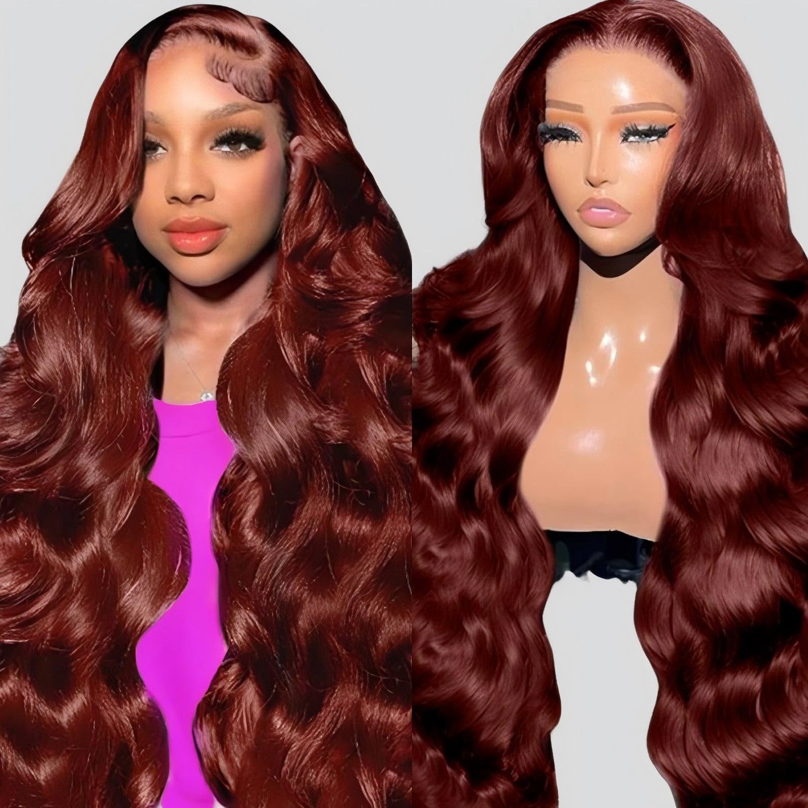 QZOQZO 28 Inch 99j Burgundy Lace Front Wigs Human Hair Red Burgundy Wig 180% Density 13x6 Body Wave Lace Front Wigs Pre Plucked Glueless Lace Front Wigs Human Hair for Women