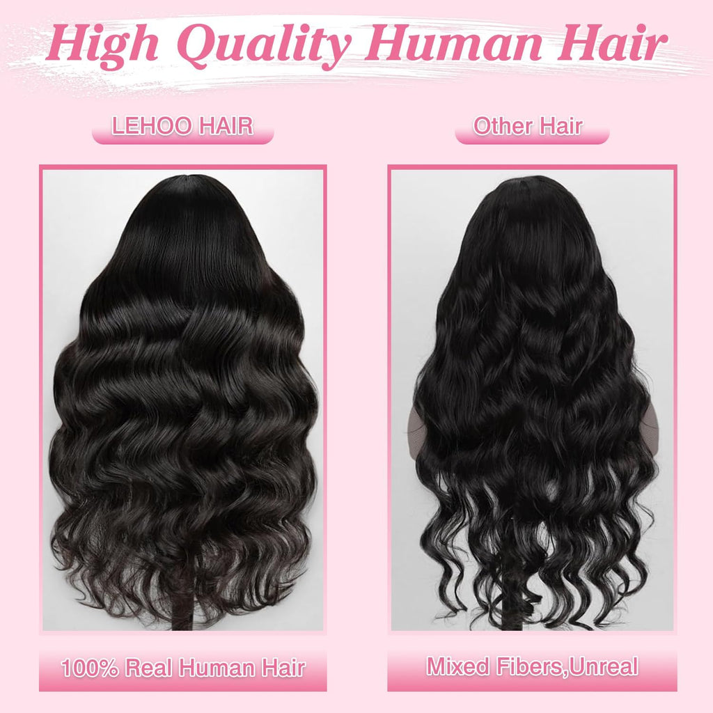 30 Inch 13x6 Body Wave Lace Front Wigs Human Hair Pre Plucked 220% Density Thick Real Virgin Human Hair Wig Invisilbe Hairline Tiny Knots Body Wave HD Lace Frontal Wigs 3X Longer Lifespan