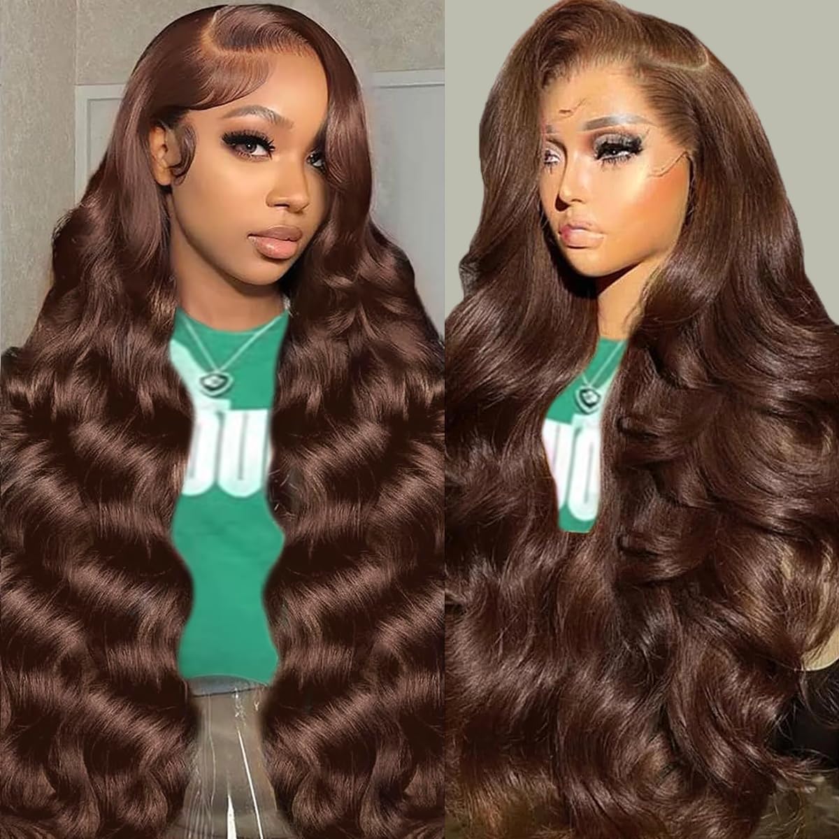 30inch Chocolate Brown Lace Front Wig Human Hair 13x6 Hd Lace Frontal Wigs Human Hair 200 Density Body Wave Chocolate Brown Wig Human Hair pre Plucked Colored Wigs for Women
