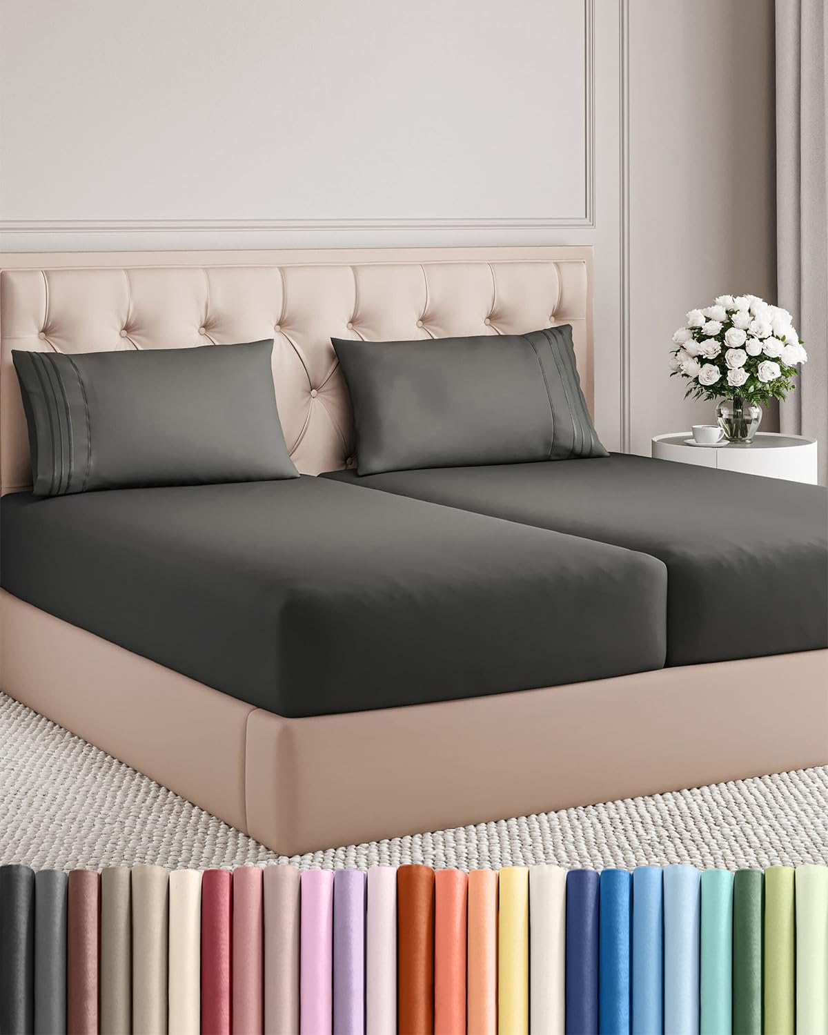 Queen Size 4 Piece Sheet Set - Comfy Breathable & Cooling Sheets - Hotel Luxury Bed Sheets for Women & Men - Deep Pockets, Easy-Fit, Extra Soft and Wrinkle Free Sheets - White Oeko-Tex Bed Sheet Set