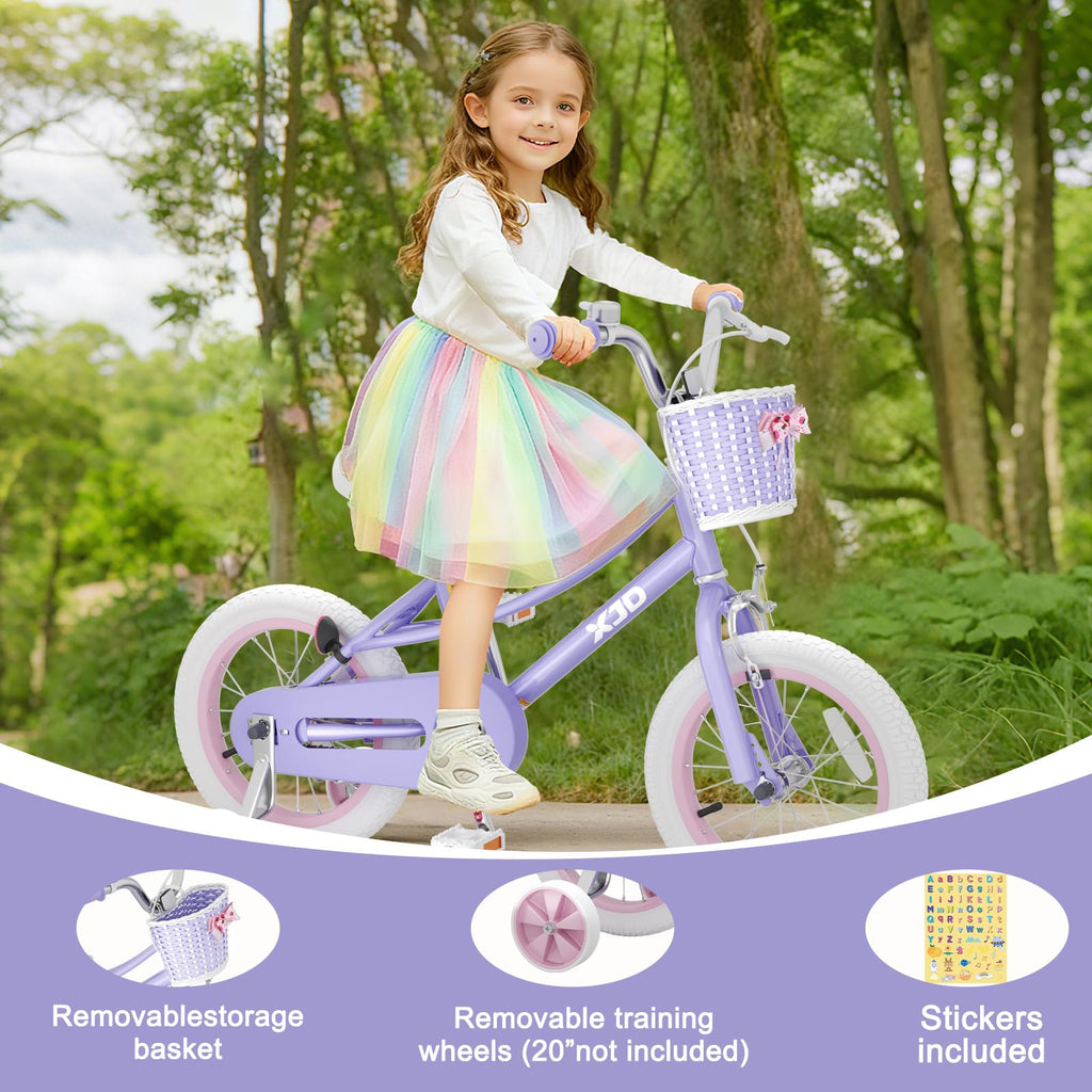 XJD Girls Bike for 2-12 Years Old Kids 12 14 16 20 Inch Toddler Bike,Retro Style Kids Bike with Training Wheels, 20 Inch Girl Bicycle with Kickstand