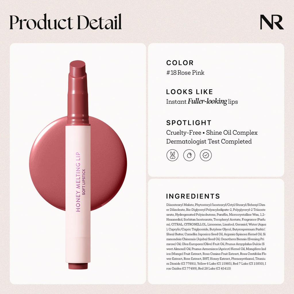 Nature Republic HONEY MELTING LIP (02 FIG) SOFT LIP STICK, Hydrating Gloss, Moisturizing balms, Sheer tint, Shine & Nude, Glowy Finish, korean make up