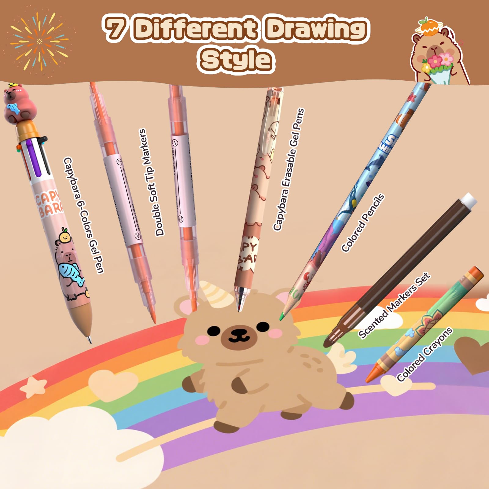 73PCS Unicorn Washable Markers Set with Glitter Pencil Case, Art Supplies and Craft for Girls Ages 4-6-8,Kids Coloring Drawing Kit with Marker,Colored Pencil,Crayon,Gel Pen,Birthday Gift Toys for Girl