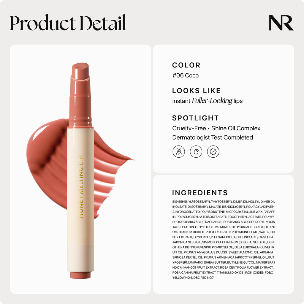 Nature Republic HONEY MELTING LIP (02 FIG) SOFT LIP STICK, Hydrating Gloss, Moisturizing balms, Sheer tint, Shine & Nude, Glowy Finish, korean make up