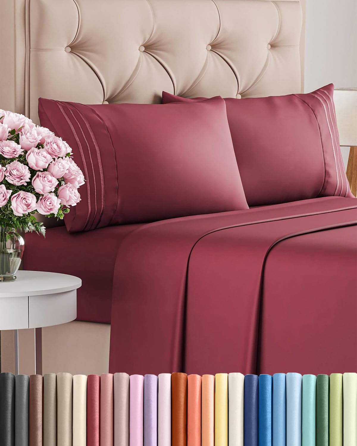 Queen Size 4 Piece Sheet Set - Comfy Breathable & Cooling Sheets - Hotel Luxury Bed Sheets for Women & Men - Deep Pockets, Easy-Fit, Extra Soft and Wrinkle Free Sheets - White Oeko-Tex Bed Sheet Set