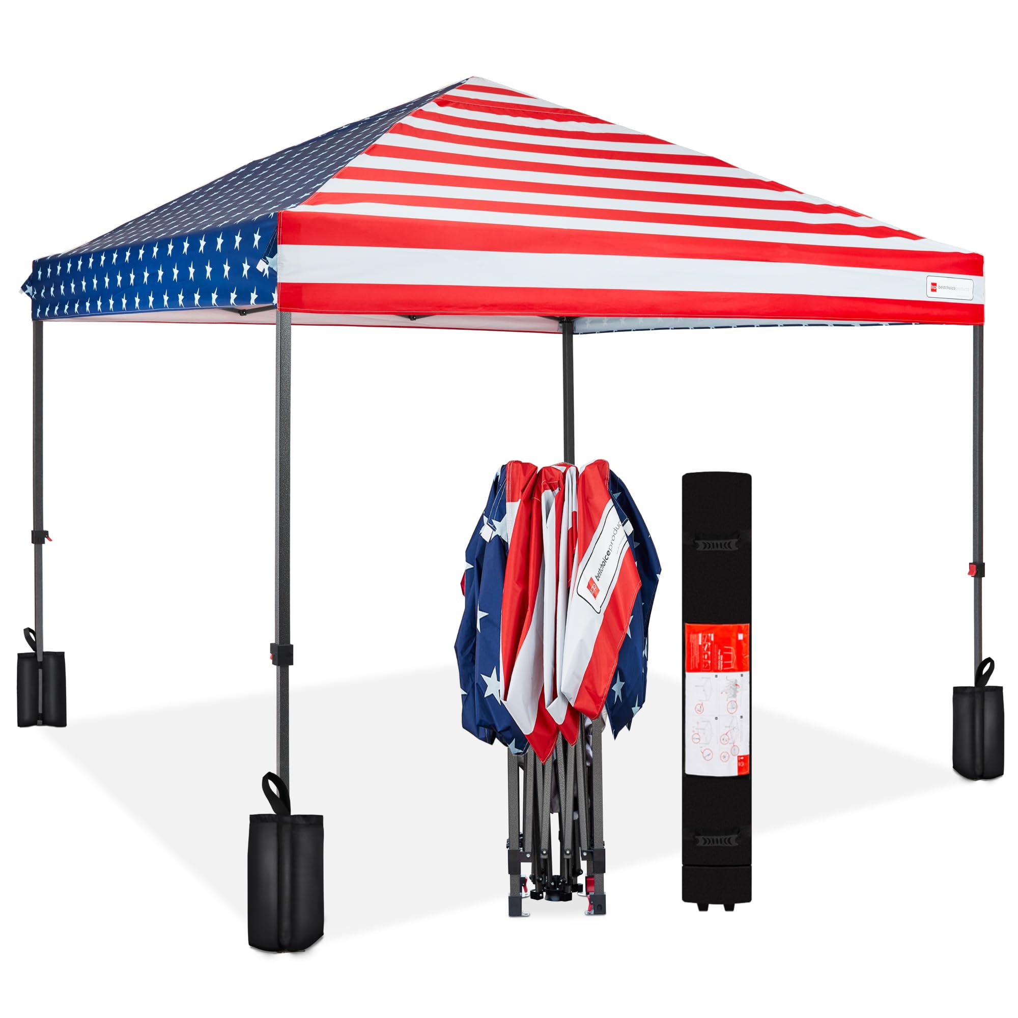 Best Choice Products 10x10ft Pop Up Canopy Tent with Sidewall, 1 Person 1 Minute Set Up, Carry Case, 4 Weight Bags - Pink/White
