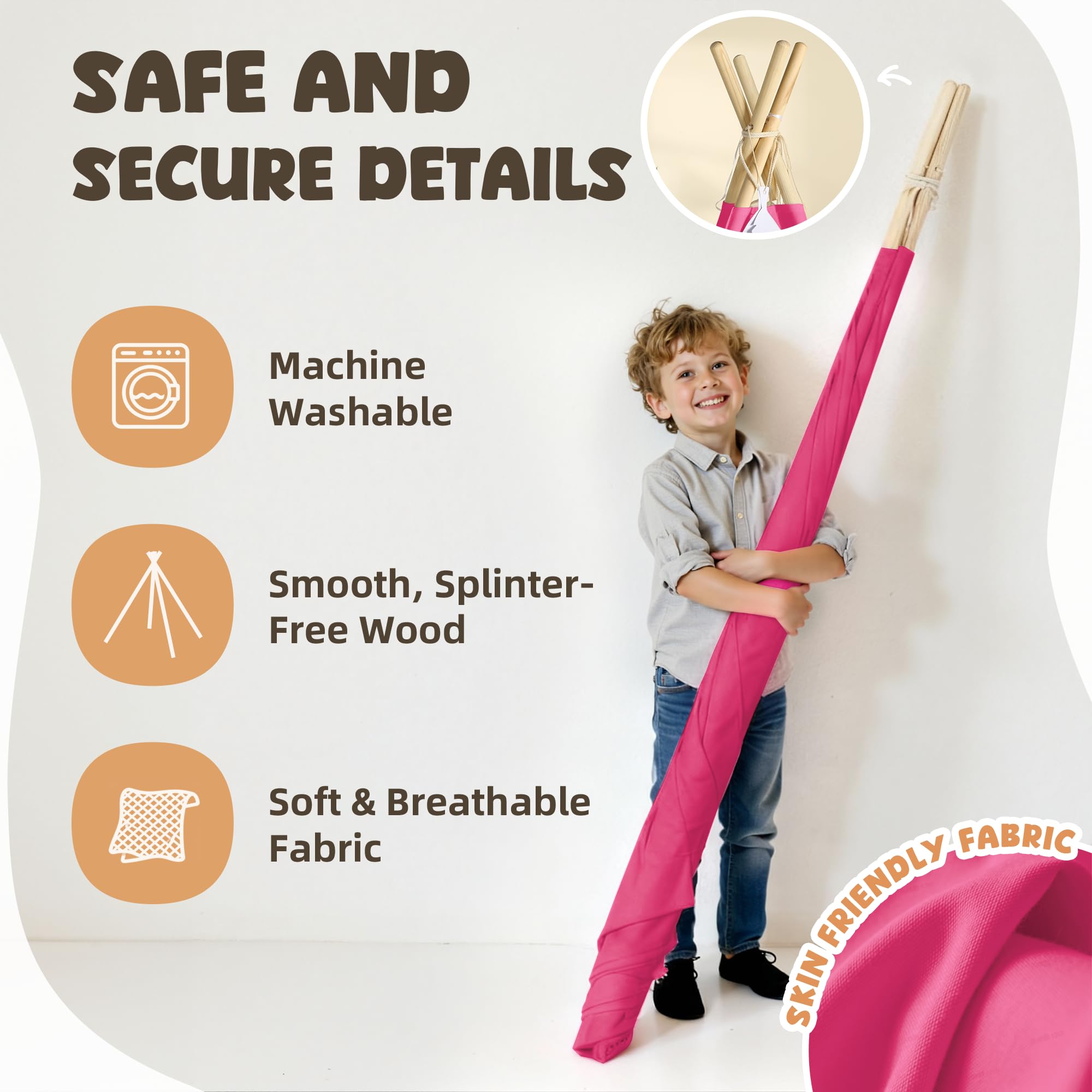 Kids Teepee Tent for Kids, Kid Play Tents for Girls & Boys, Gifts Playhouse for Indoor Outdoor Games, Toddler Toys House for Baby (Tee Pee for Child)