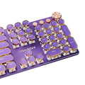 Typewriter Style Mechanical Gaming Keyboard White LED Backlit 104-Key NKRO Pink Switches Retro Round Keycaps Golden Ring Volume Knob Metal Panel Wired USB-C Detachable Cable, Rose Gold