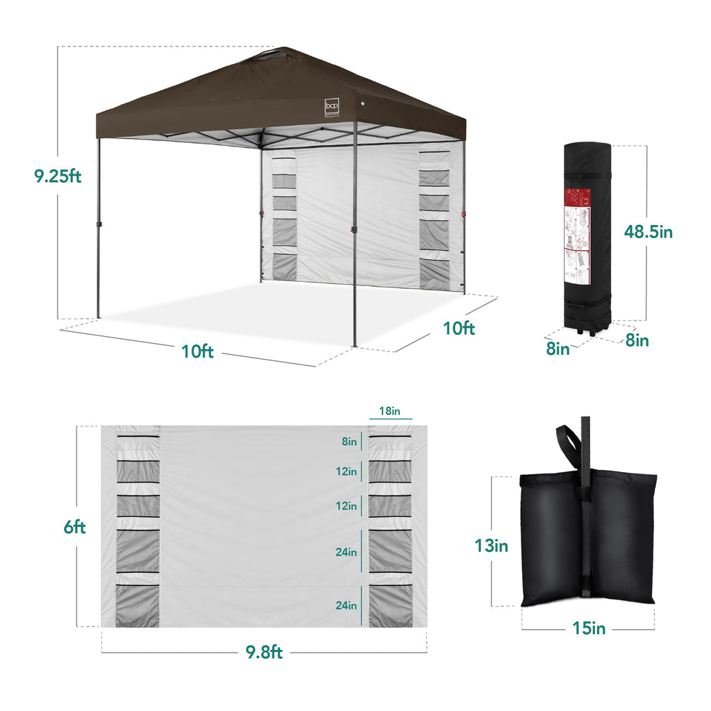 Best Choice Products 10x10ft Pop Up Canopy Tent with Sidewall, 1 Person 1 Minute Set Up, Carry Case, 4 Weight Bags - Pink/White