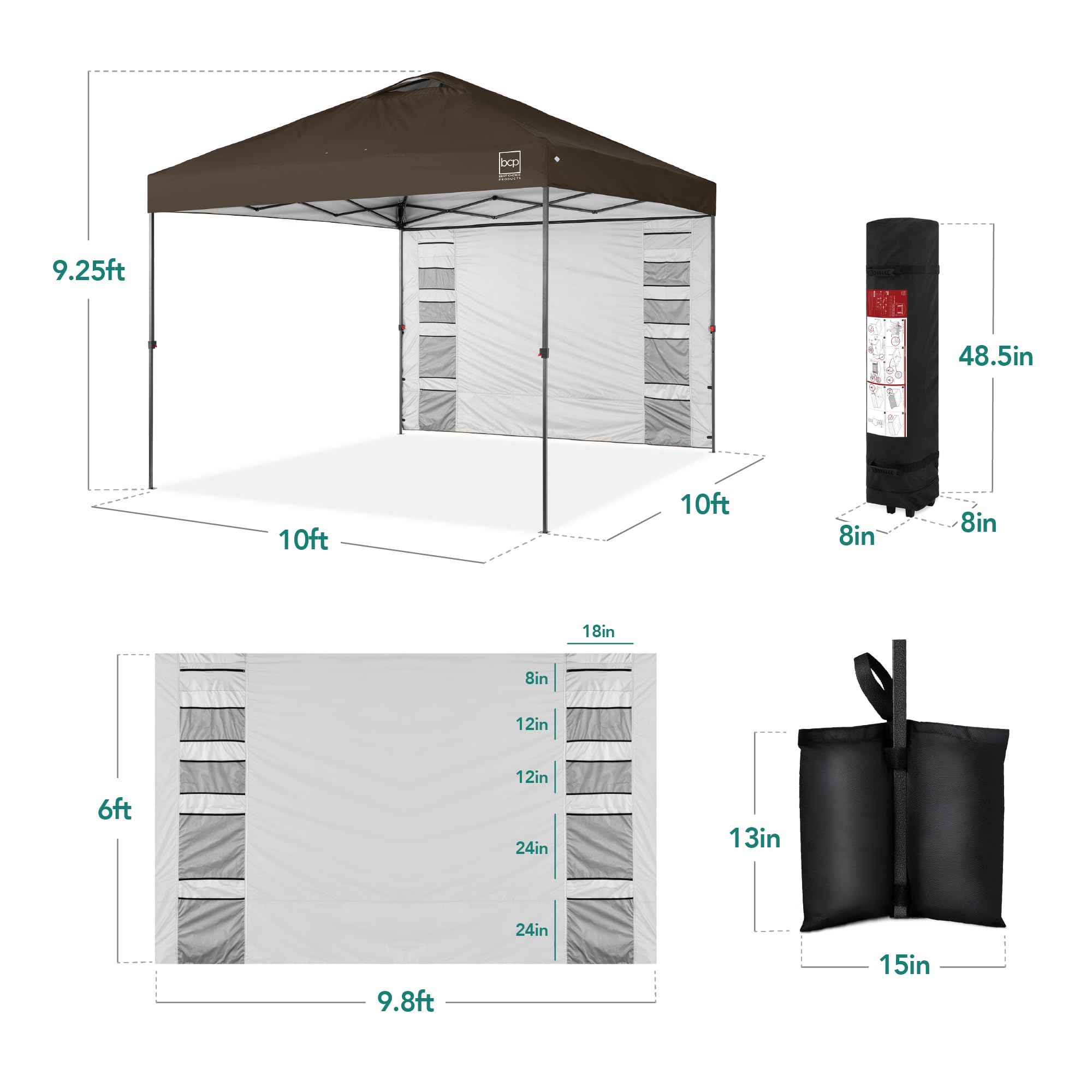 Best Choice Products 10x10ft Pop Up Canopy Tent with Sidewall, 1 Person 1 Minute Set Up, Carry Case, 4 Weight Bags - Pink/White