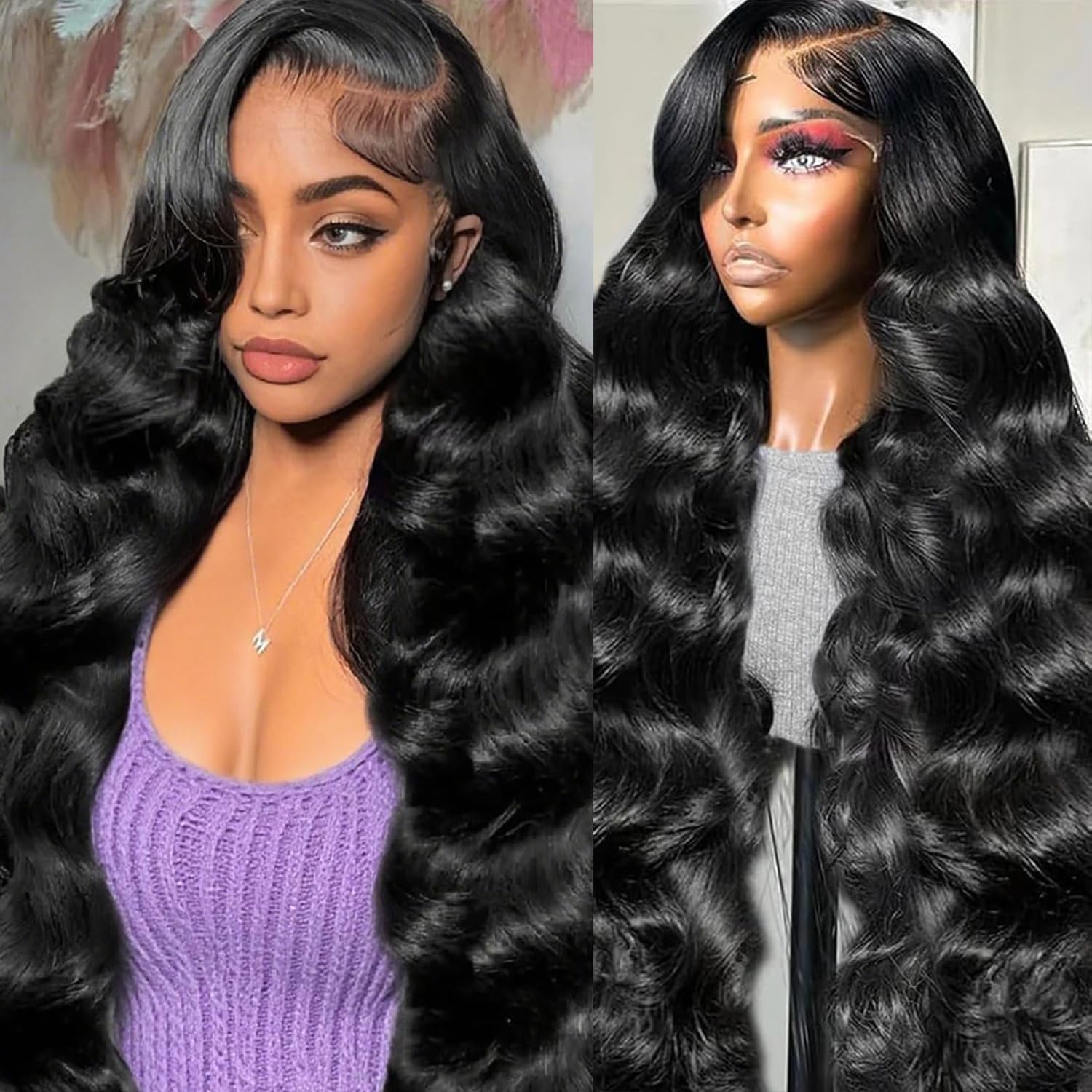 30 Inch 13x6 Body Wave Lace Front Wigs Human Hair Pre Plucked 220% Density Thick Real Virgin Human Hair Wig Invisilbe Hairline Tiny Knots Body Wave HD Lace Frontal Wigs 3X Longer Lifespan