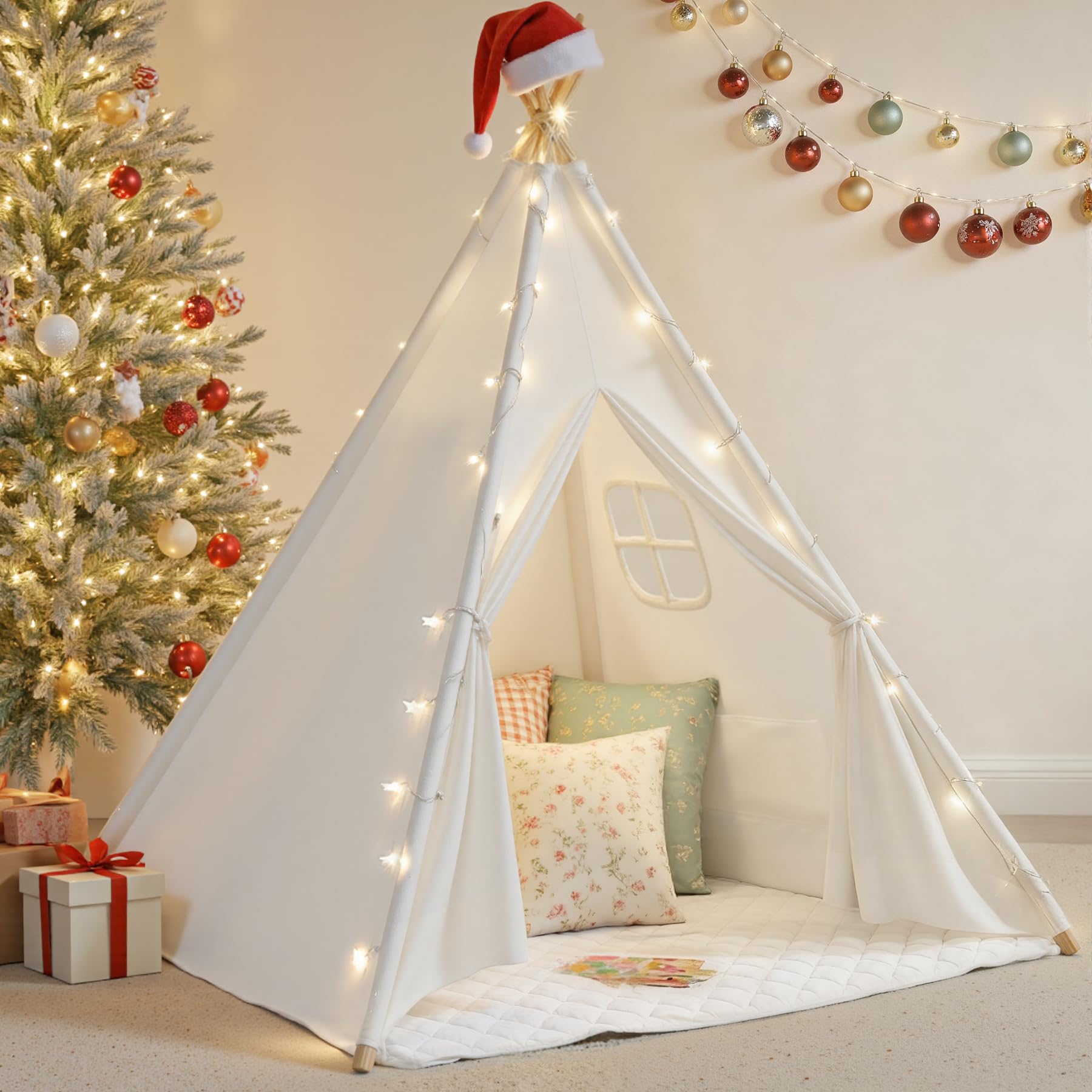 Kids Teepee Tent for Kids, Kid Play Tents for Girls & Boys, Gifts Playhouse for Indoor Outdoor Games, Toddler Toys House for Baby (Tee Pee for Child)