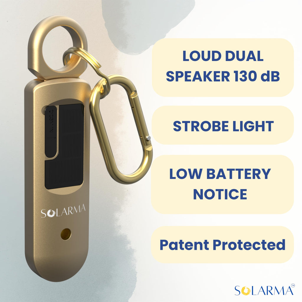 HerTime2 Personal Safety Alarm for Women - Loud Self Defense Siren, Waterproof Keychain with Strobe Light - Battery Powered, Rose Gold