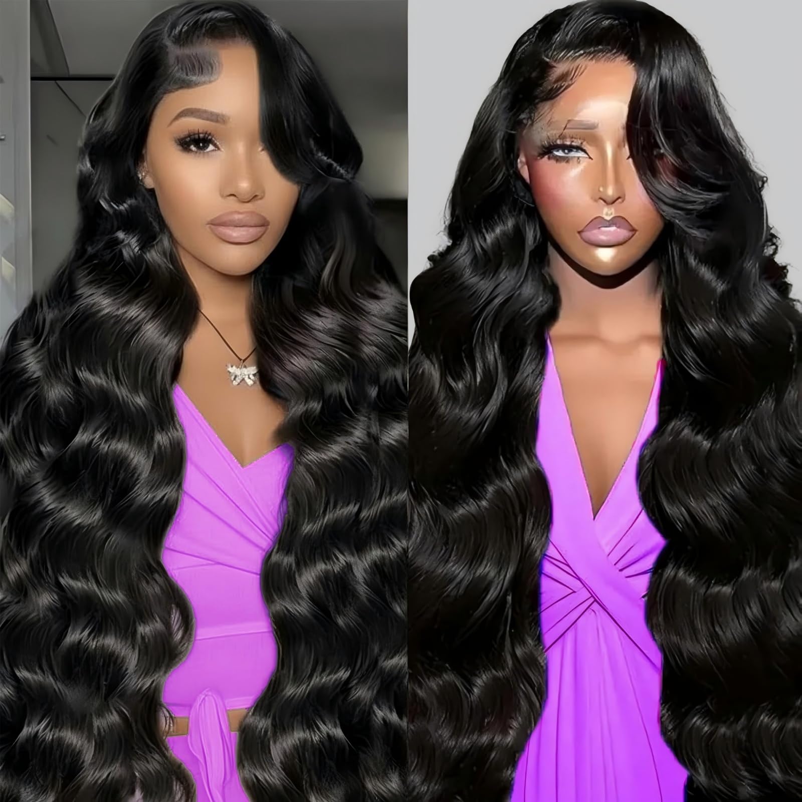 QZOQZO 28 Inch 99j Burgundy Lace Front Wigs Human Hair Red Burgundy Wig 180% Density 13x6 Body Wave Lace Front Wigs Pre Plucked Glueless Lace Front Wigs Human Hair for Women