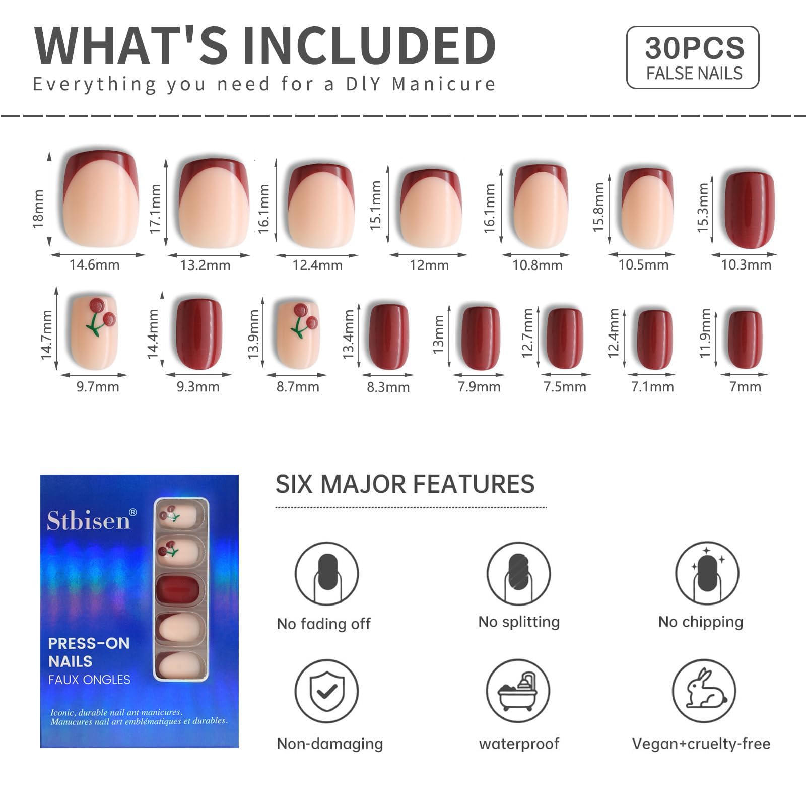 Summer French Press On Nails Short Almond, Cute Nude Pink Fake Nails with White French Tip & Brown Dot Detail, Glossy Gel Acrylic Stick On Nails, Perfect for Daily Wear & Gifts, New Packaging, 32PCS