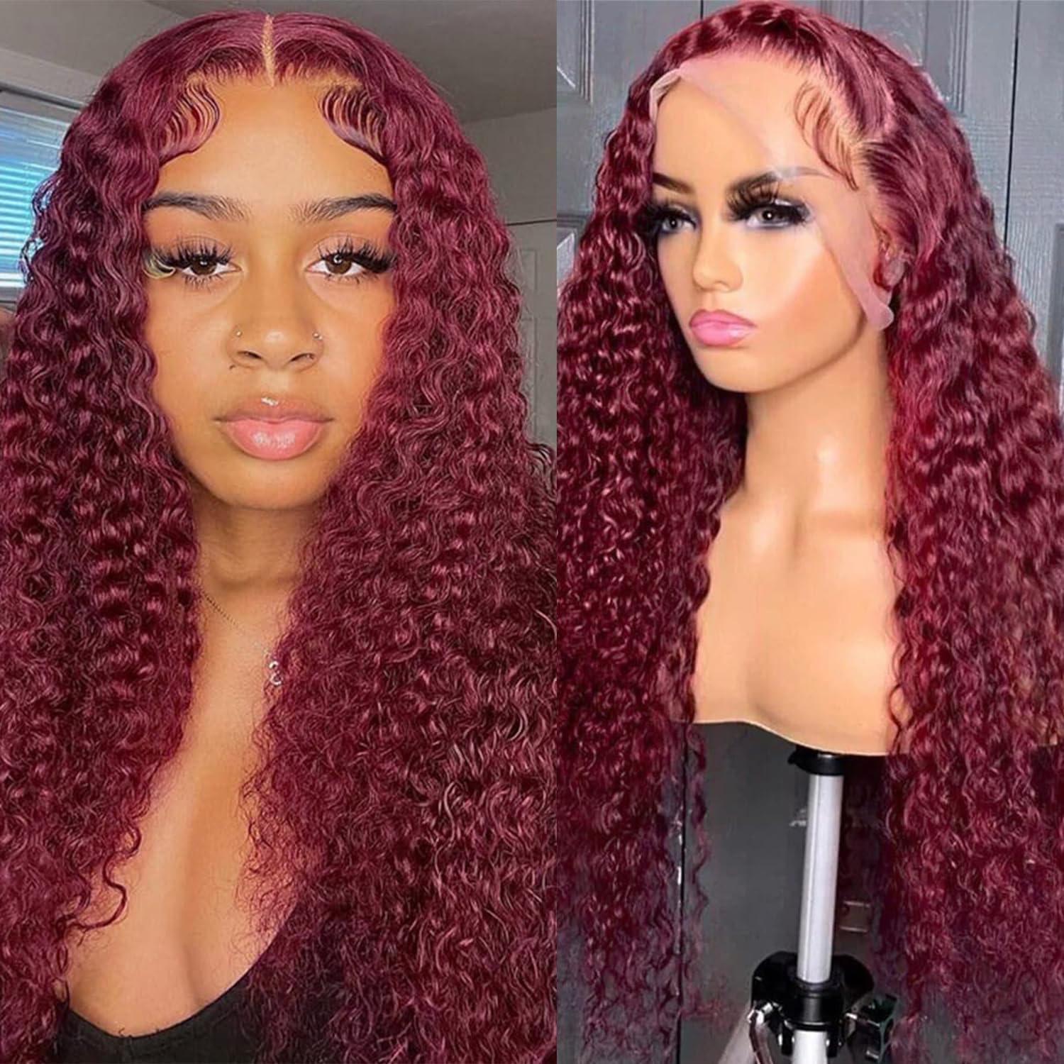 Nsvnsv 30 Inch 13x6 Deep Wave Lace Front Wigs Human Hair HD Full Lace Frontal Wigs Pre Plucked Bleached Knots 180% Density Deep Curly Human Hair Wig Natural Color