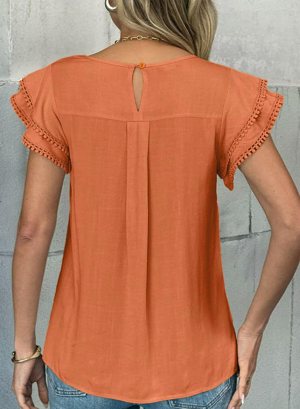 Dokotoo Summer Tops for Women 2026 Casual Round Neck Ruffle Cap Sleeve Blouse Shirts Solid Color Tunic Tops