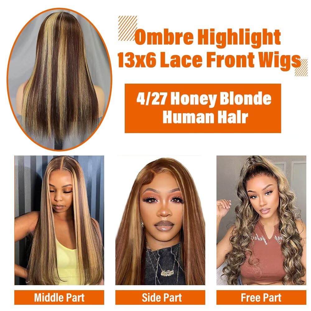 TTSMINS 13x6 Lace Front Wigs Human Hair for Women 180 Density HD Transparent 28 Inch Straight Lace Front Wigs Human Hair Pre Plucked Glueless Lace Frontal Wigs Natural Black Color