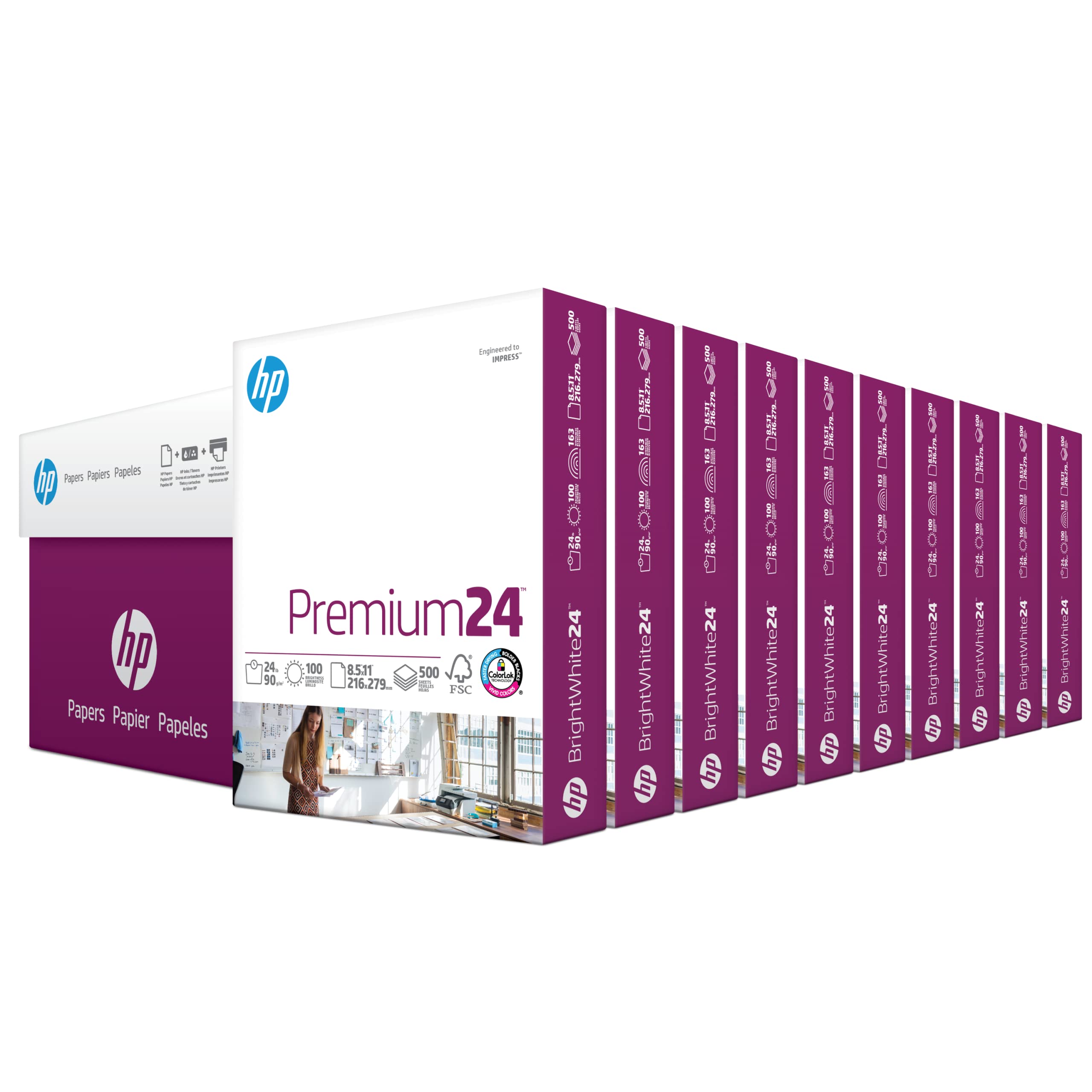 HP Paper Printer | 8.5 x 11 Paper | Premium 32 lb | 1 Ream - 500 Sheets | 100 Bright | Made in USA - FSC Certified | 113100R
