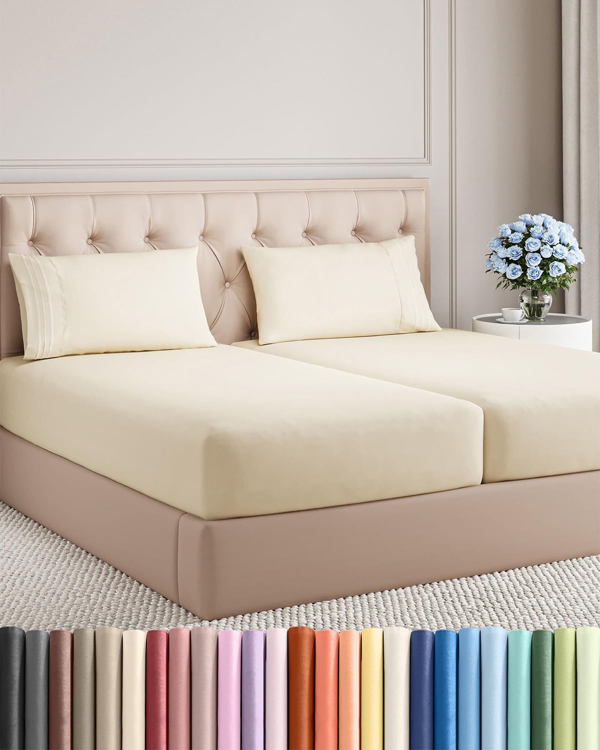 Queen Size 4 Piece Sheet Set - Comfy Breathable & Cooling Sheets - Hotel Luxury Bed Sheets for Women & Men - Deep Pockets, Easy-Fit, Extra Soft and Wrinkle Free Sheets - White Oeko-Tex Bed Sheet Set