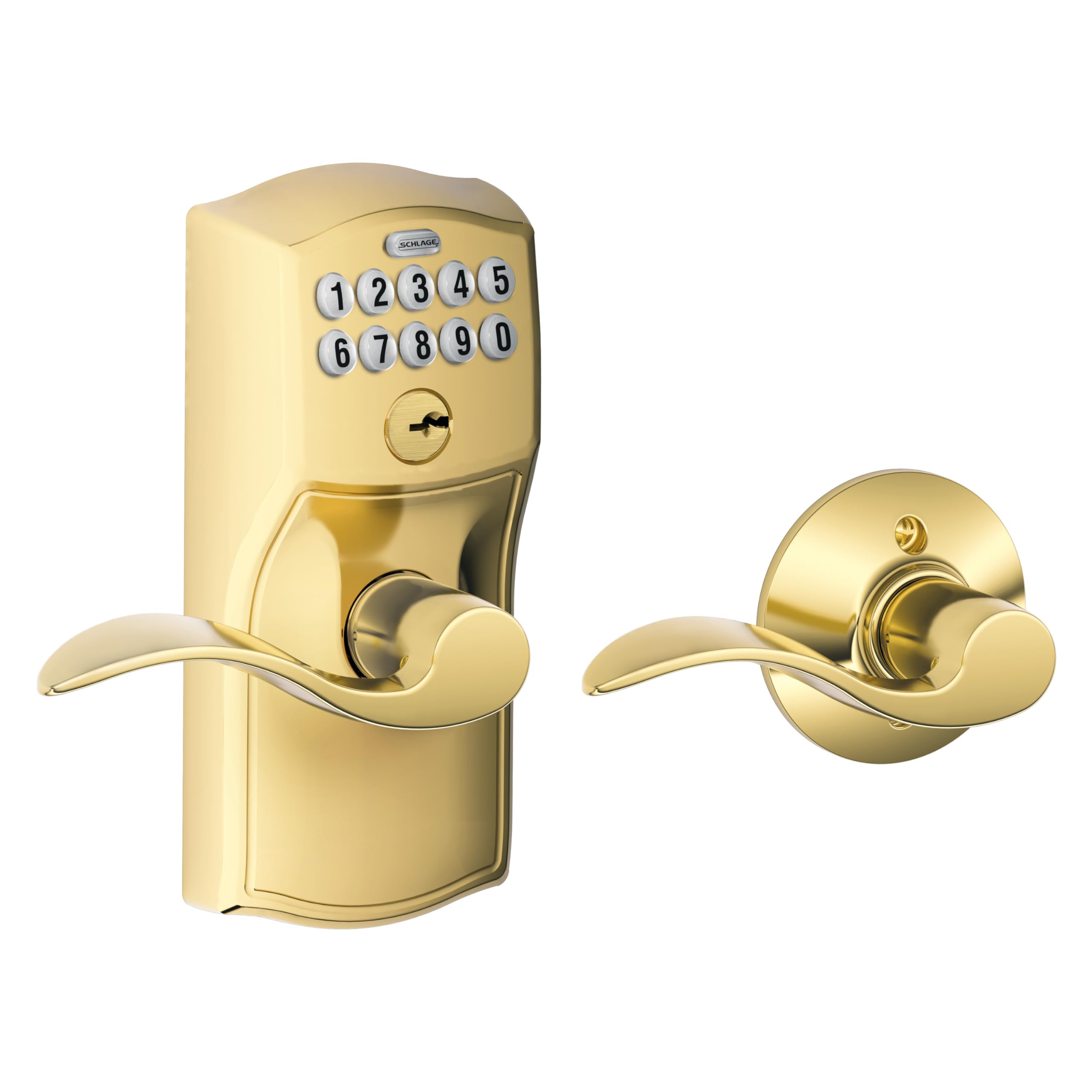 Schlage Plymouth Keypad Lock with Lever Handle, Electronic Keyless Door Entry, Auto‑Lock Enabled, Satin Chrome, FE575 PLY 626 ELA