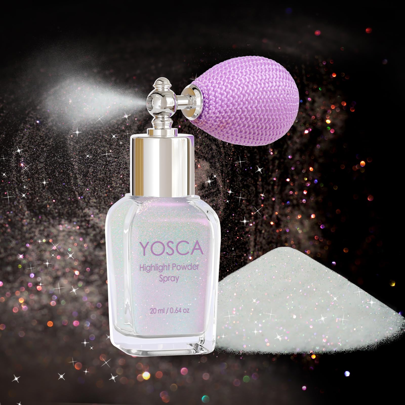 Yosca Body Glitter Spray, 30ML Loose Laser Body Shimmer Powder Holographic Hair Spray Silver Glitter Sparkle Highlighter Makeup Festival Rave Accessories for Clothes Hair Face Nail Art - Rainy Rainbow