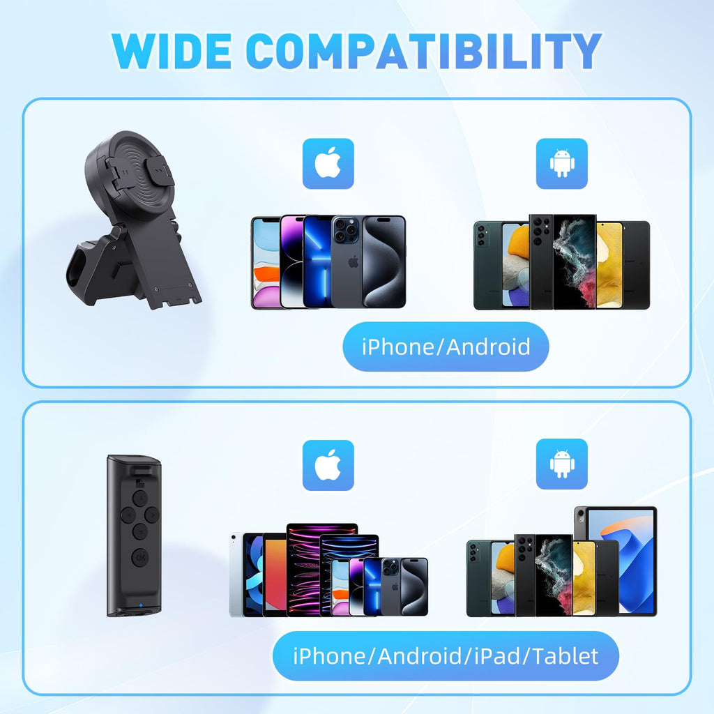 MILOUZ Remote Control Scrolling for Tiktok with Phone Stand,Page Turner for Kindle App E-Book,Bluetooth Camera Shutter Remote for iPhone, Android,iOS,iPad,Tablet (Purple)