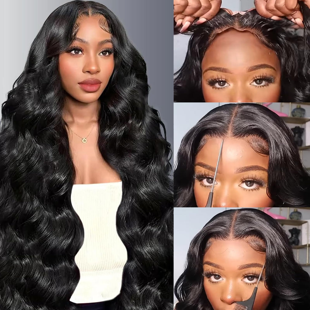 13x6 Lace Front Wigs Human Hair Pre Plucked 180 Density 26 Inch HD Body Wave Lace Front Wigs Human Hair 10A Frontal Wigs Human Hair wigs for Women Glueless Wigs Human Hair Pre Plucked Black wig