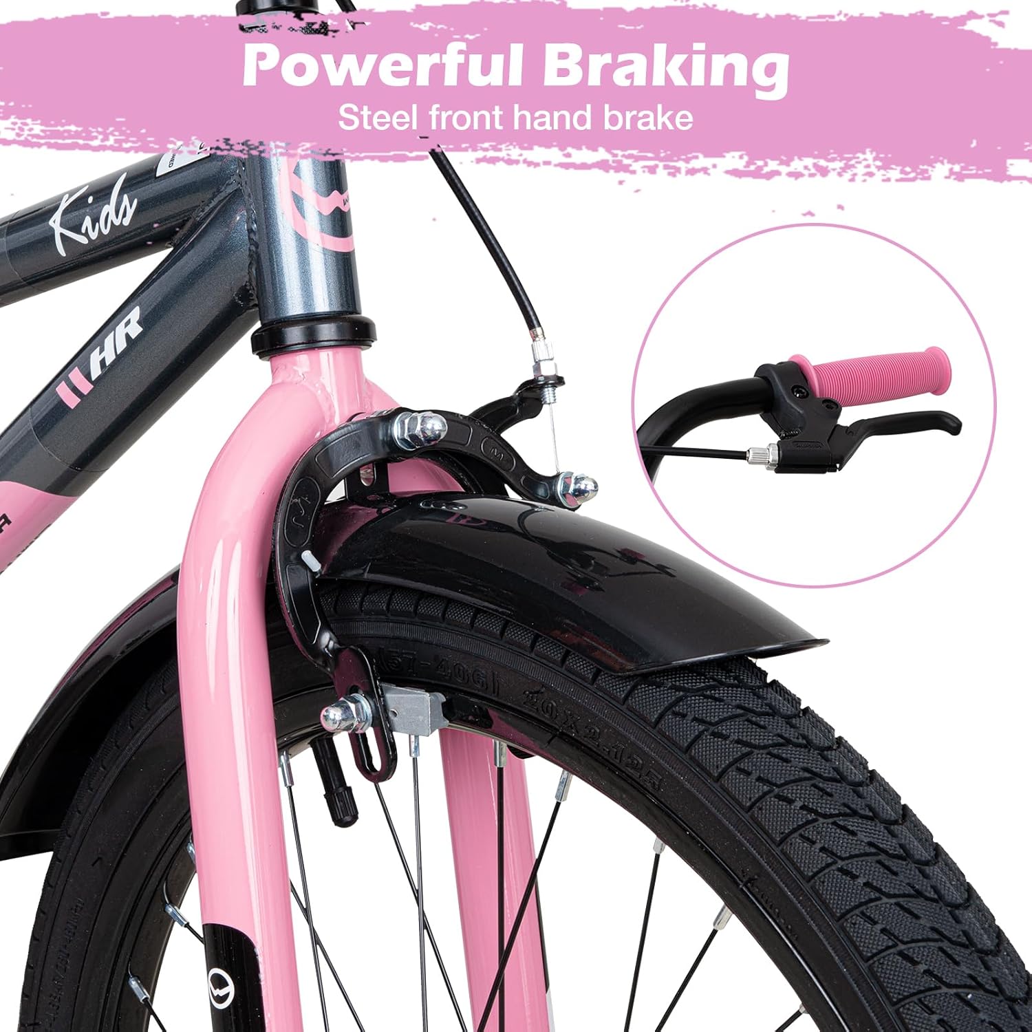 WEIZE Kids Bike, 20 Inch Children Bicycle for Boys & Girls Ages 6-12 Years Old, Rider Height 48-60 Inch, Adjustable Seat & Handlebars, Coaster Brake, Pinkblack