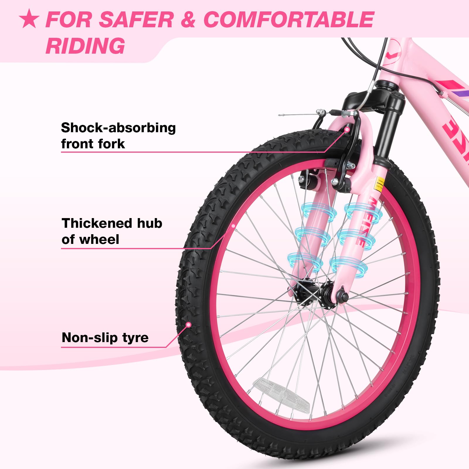 WEIZE 20 24 Inch Kids Mountain Bike,Kids Bike for Girls Age 6-14 Year Old,6 Speed Kid Bicycle with Front Suspension Fork,Adjustable Seat Height,High-Carbon Steel Frame,Ideal for Girl Adventurers