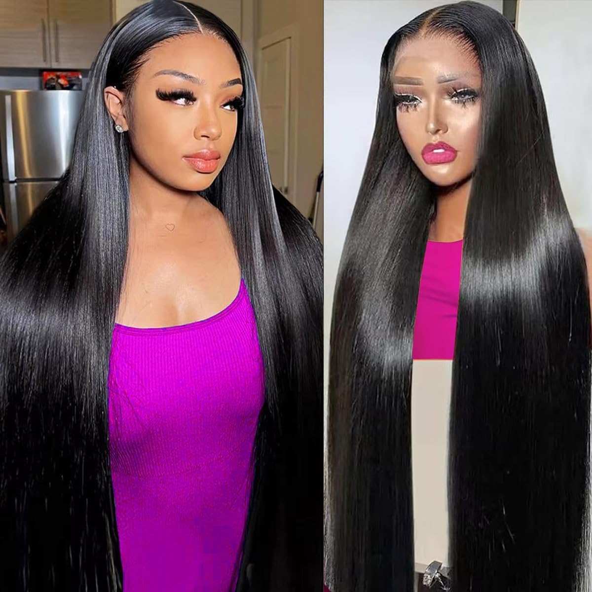TTSMINS 13x6 Lace Front Wigs Human Hair for Women 180 Density HD Transparent 28 Inch Straight Lace Front Wigs Human Hair Pre Plucked Glueless Lace Frontal Wigs Natural Black Color