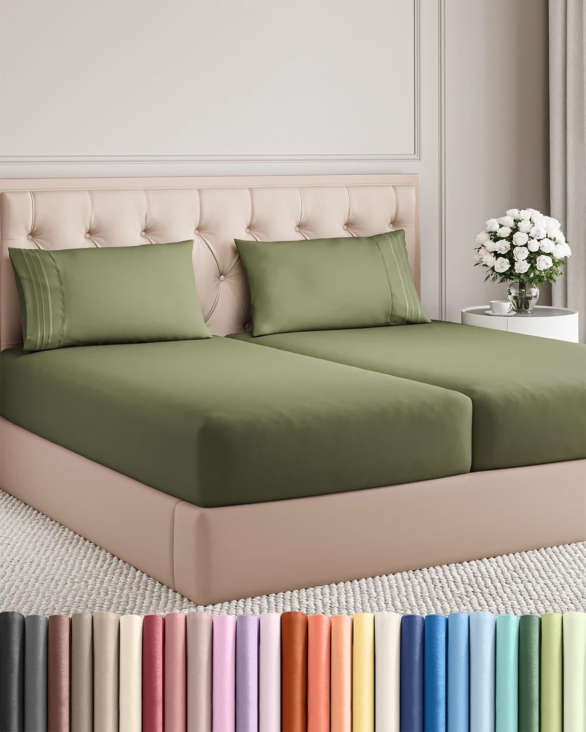 Queen Size 4 Piece Sheet Set - Comfy Breathable & Cooling Sheets - Hotel Luxury Bed Sheets for Women & Men - Deep Pockets, Easy-Fit, Extra Soft and Wrinkle Free Sheets - White Oeko-Tex Bed Sheet Set