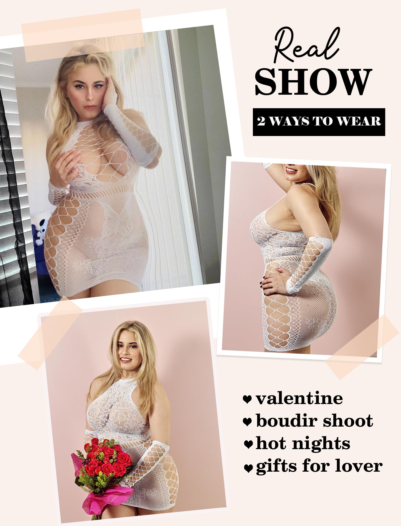 Avidlove Fishnet Lingerie Womens Mesh Chemise One Piece Babydoll Mini Dress Lace Sparkle Rhinestone Lingeries for Women