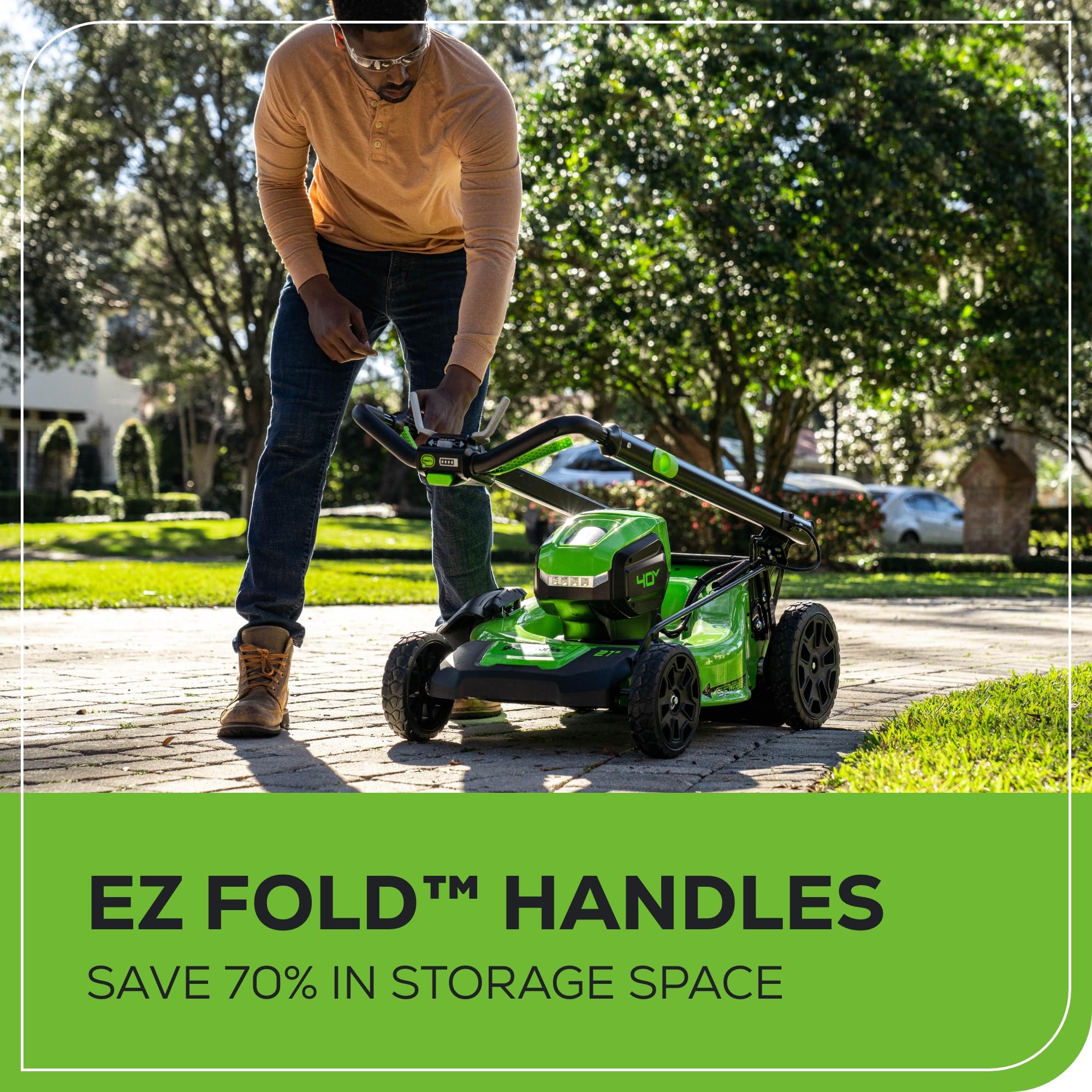 Greenworks 40V 16" (Push) Cordless Lawn Mower, 4.0Ah Battery (1/3 Acre, Push Button Start, Compatible with 75+ Tools)