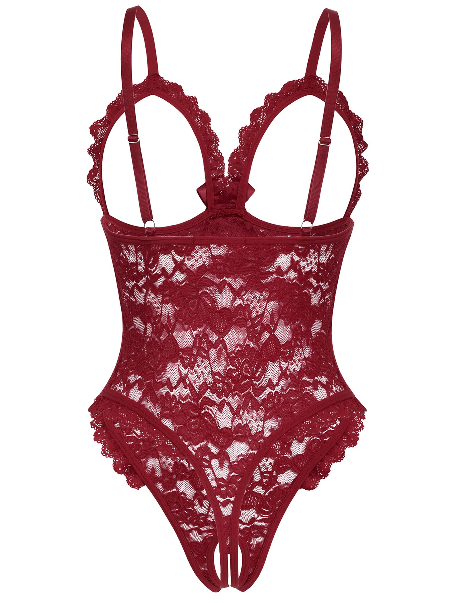Avidlove One Piece Lingerie Sexy Teddy Ruffle V Neck Bodysuit Lace Nightie