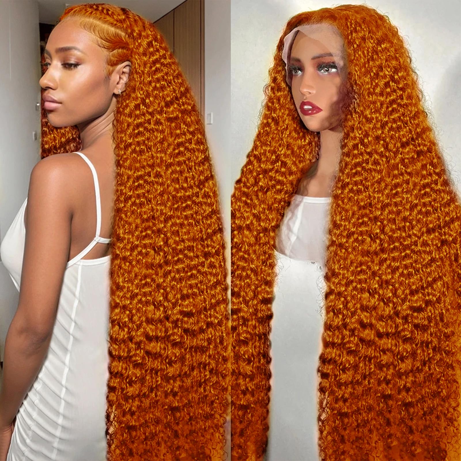 Nsvnsv 30 Inch 13x6 Deep Wave Lace Front Wigs Human Hair HD Full Lace Frontal Wigs Pre Plucked Bleached Knots 180% Density Deep Curly Human Hair Wig Natural Color