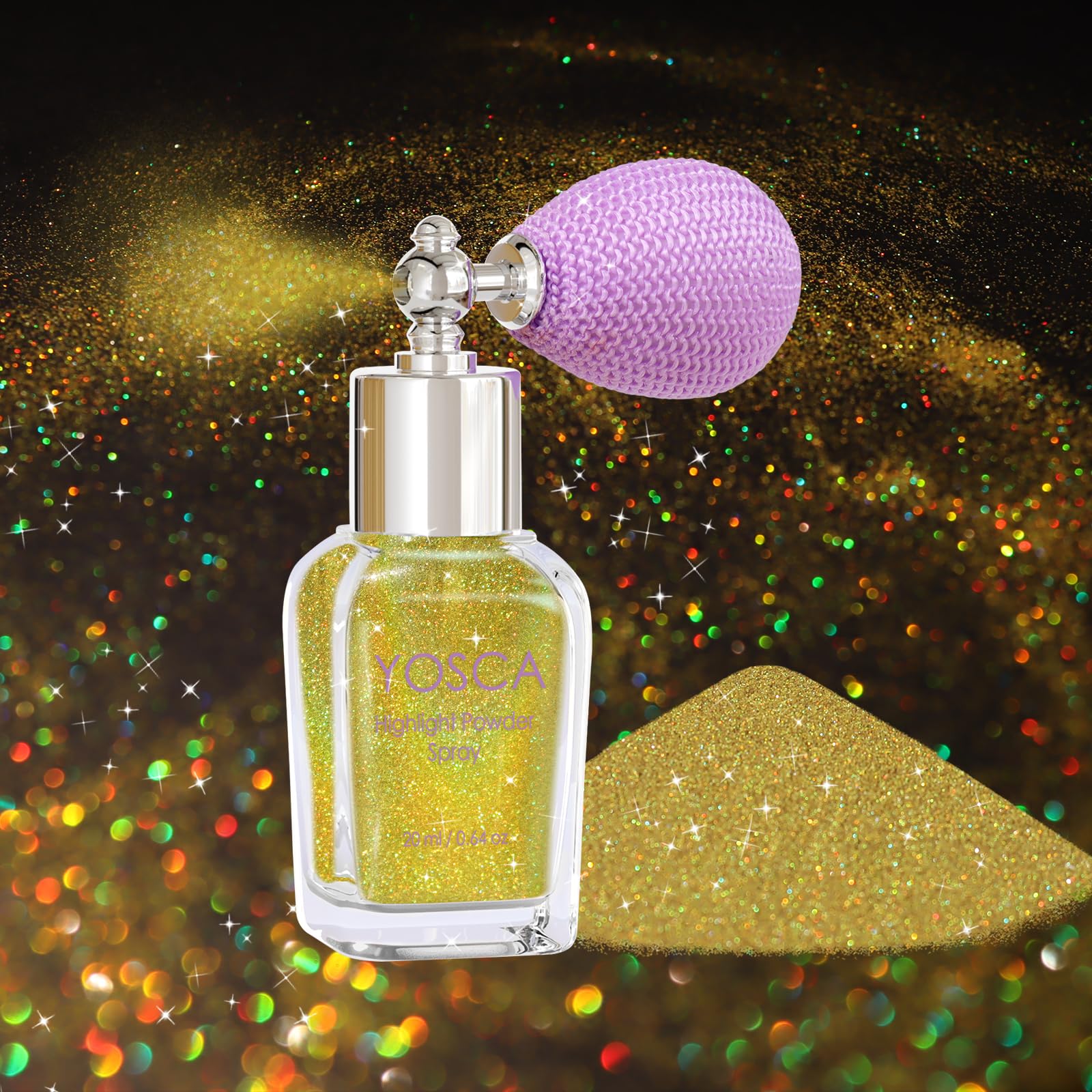 Yosca Body Glitter Spray, 30ML Loose Laser Body Shimmer Powder Holographic Hair Spray Silver Glitter Sparkle Highlighter Makeup Festival Rave Accessories for Clothes Hair Face Nail Art - Rainy Rainbow