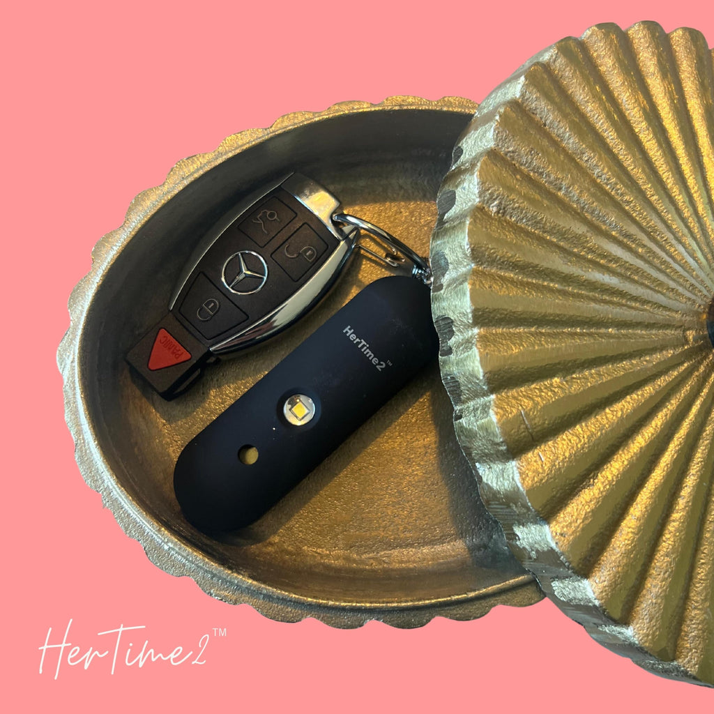 HerTime2 Personal Safety Alarm for Women - Loud Self Defense Siren, Waterproof Keychain with Strobe Light - Battery Powered, Rose Gold