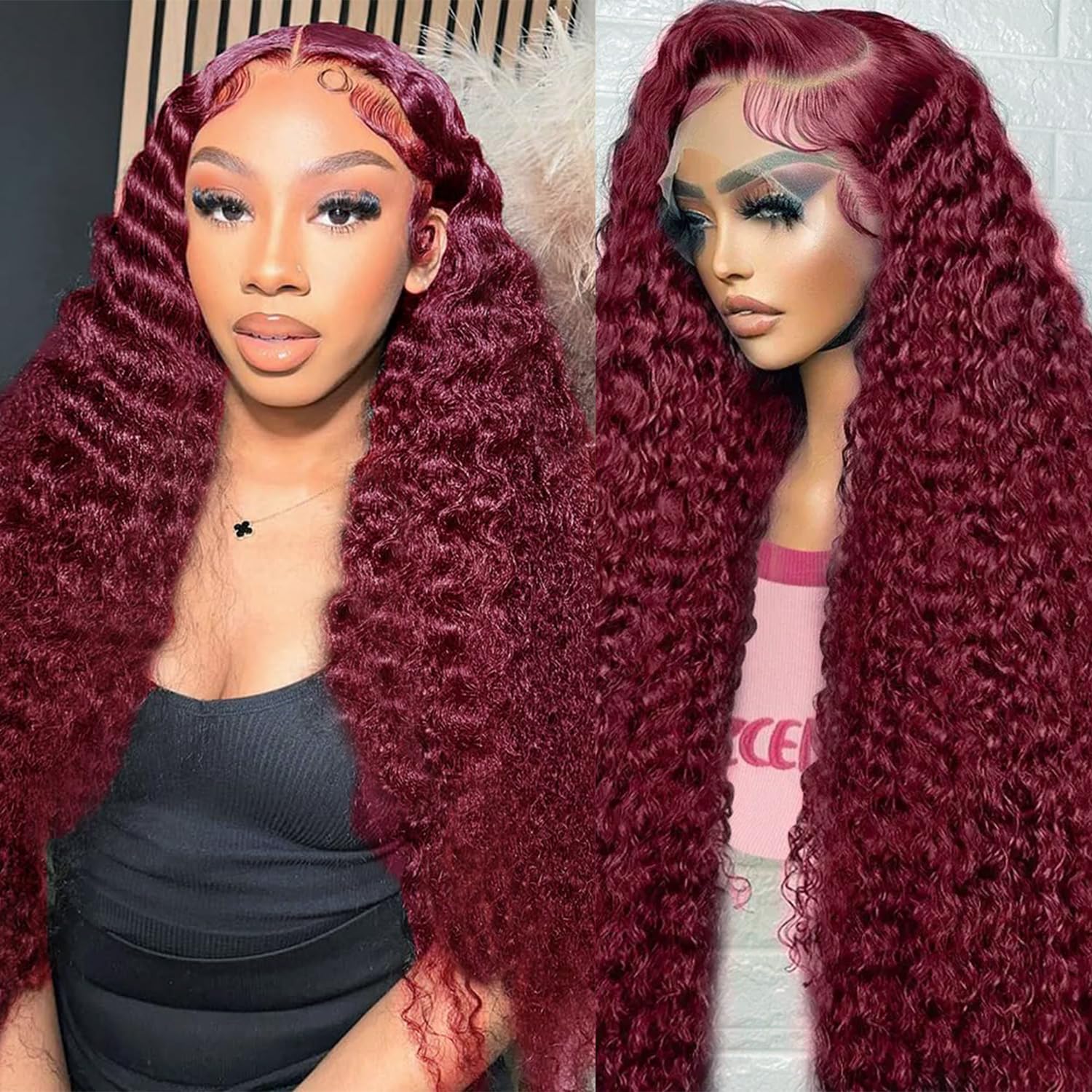 Nsvnsv 30 Inch 13x6 Deep Wave Lace Front Wigs Human Hair HD Full Lace Frontal Wigs Pre Plucked Bleached Knots 180% Density Deep Curly Human Hair Wig Natural Color