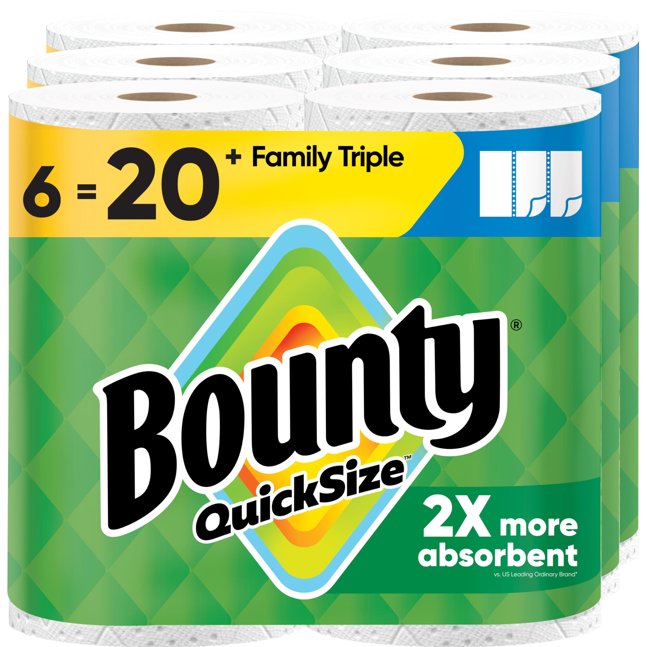 Bounty Quick Size Paper Towels, White, 8 Family Rolls
