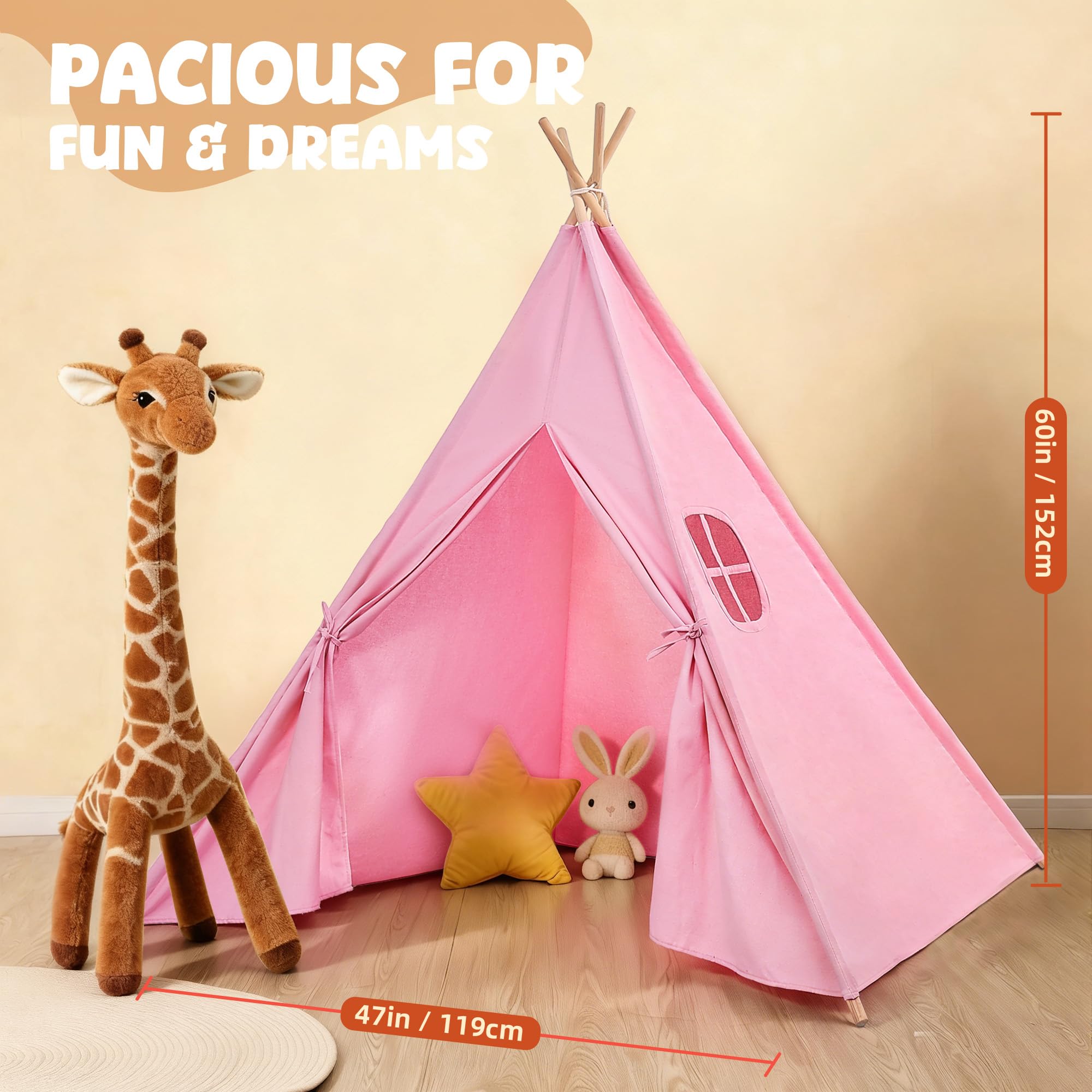 Kids Teepee Tent for Kids, Kid Play Tents for Girls & Boys, Gifts Playhouse for Indoor Outdoor Games, Toddler Toys House for Baby (Tee Pee for Child)