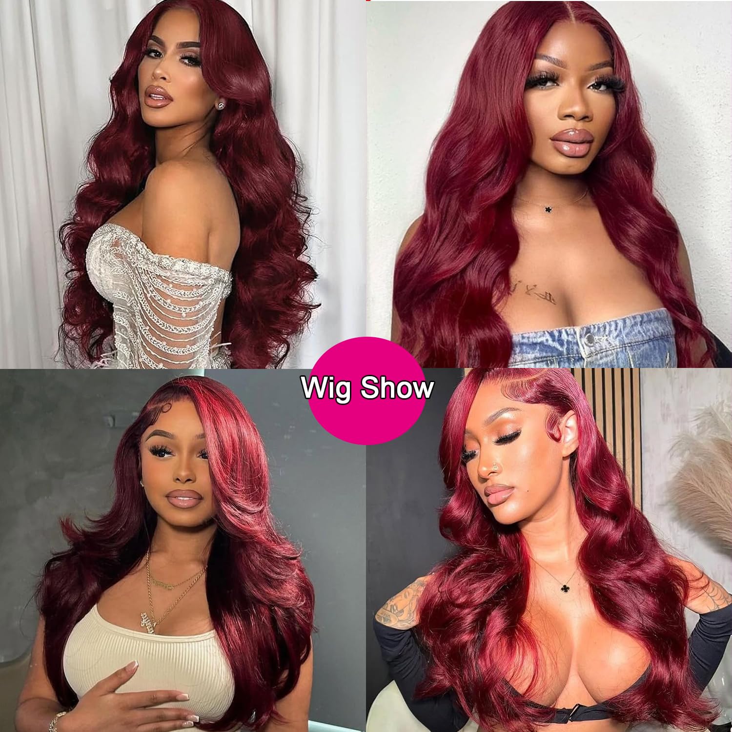 QZOQZO 28 Inch 99j Burgundy Lace Front Wigs Human Hair Red Burgundy Wig 180% Density 13x6 Body Wave Lace Front Wigs Pre Plucked Glueless Lace Front Wigs Human Hair for Women